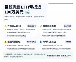 巨鲸抛售ETH亏损近190万美元
