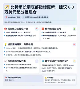 比特币长期底部指标更新，建议6.3万美元起分批建仓