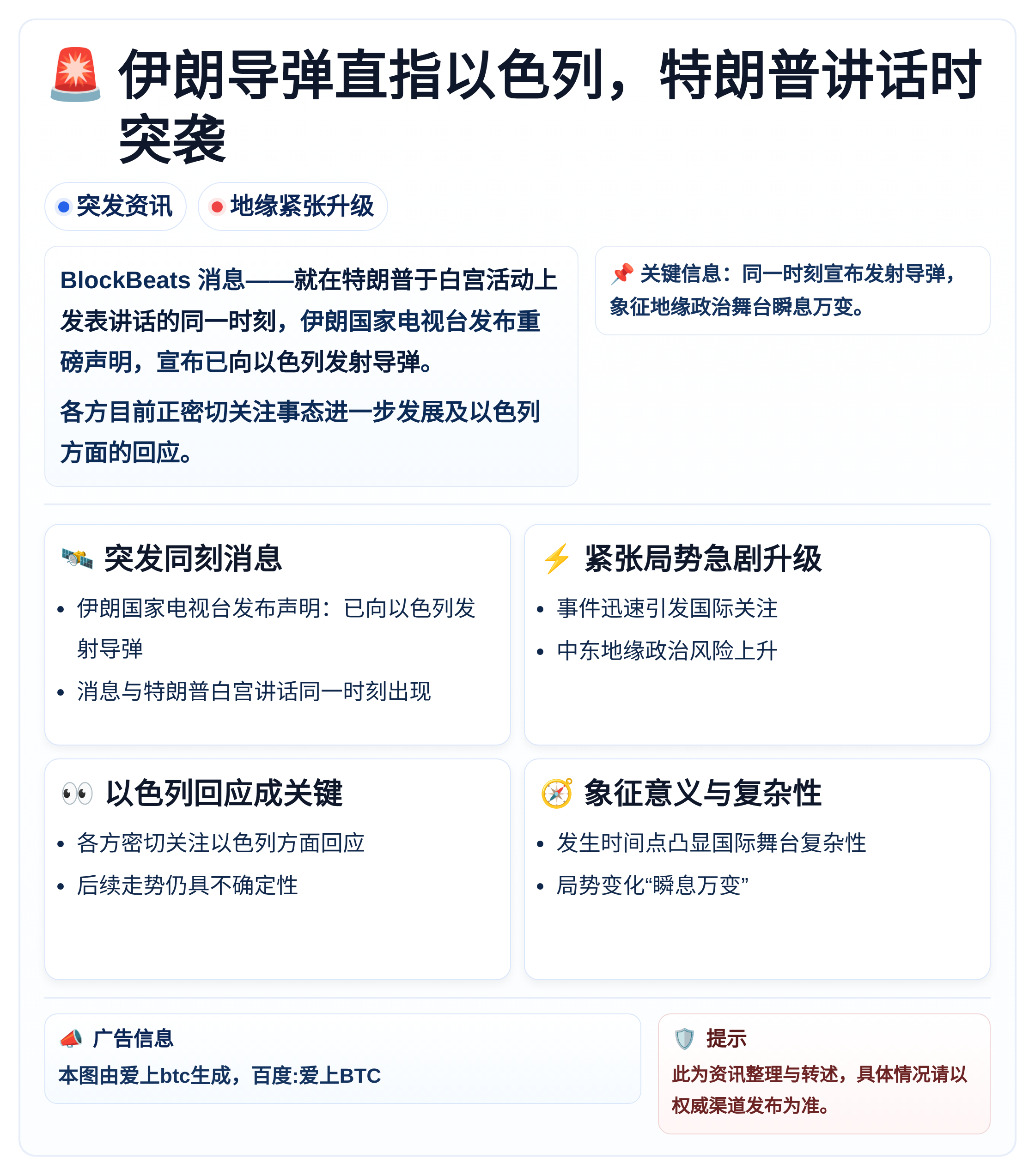 伊朗导弹直指以色列，特朗普讲话时突袭