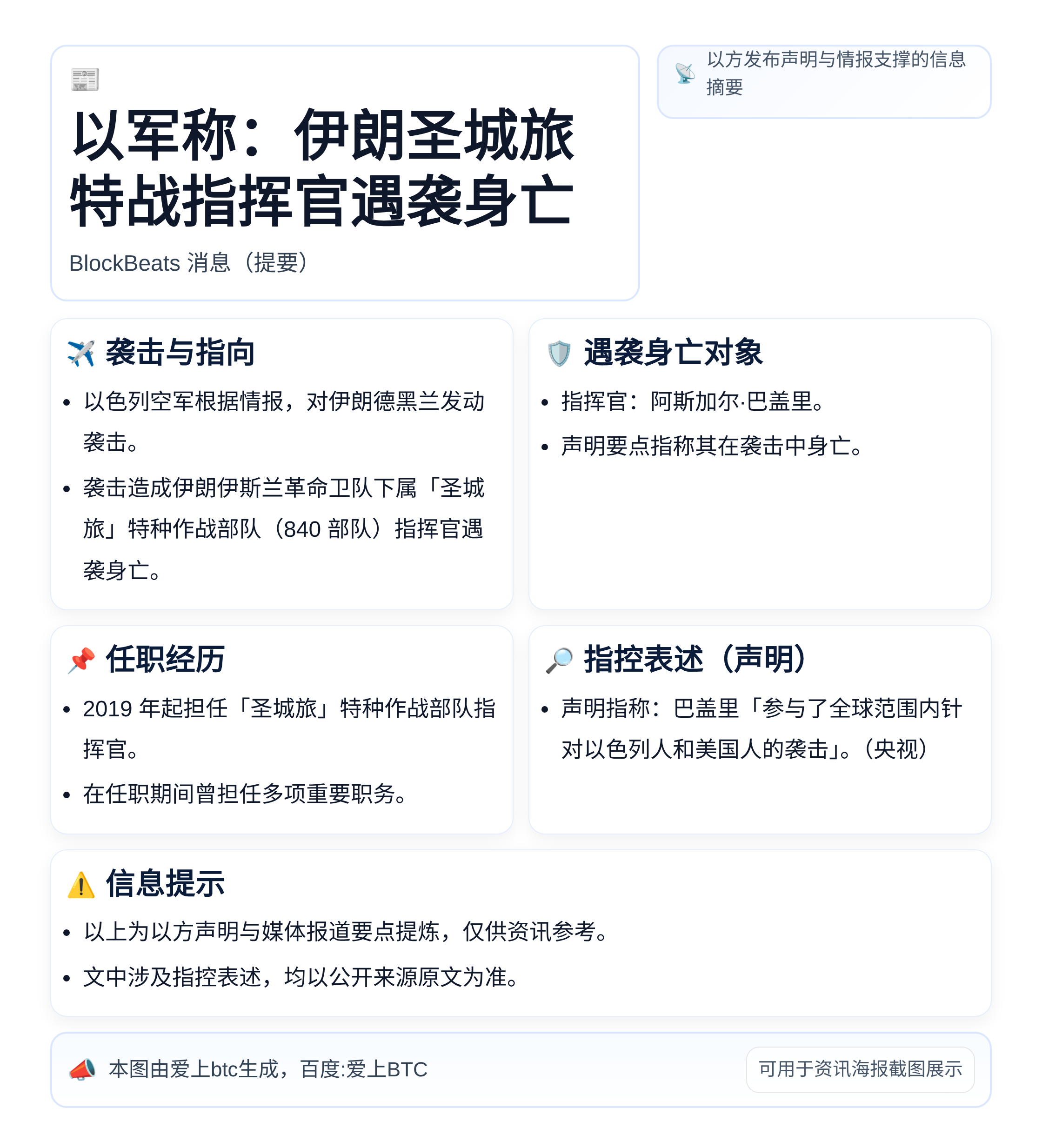 以军称：伊朗圣城旅特战指挥官遇袭身亡