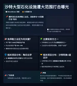 沙特大型石化设施遭大范围打击曝光