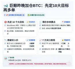 巨鲸昨晚加仓BTC：先定10大目标再多单
