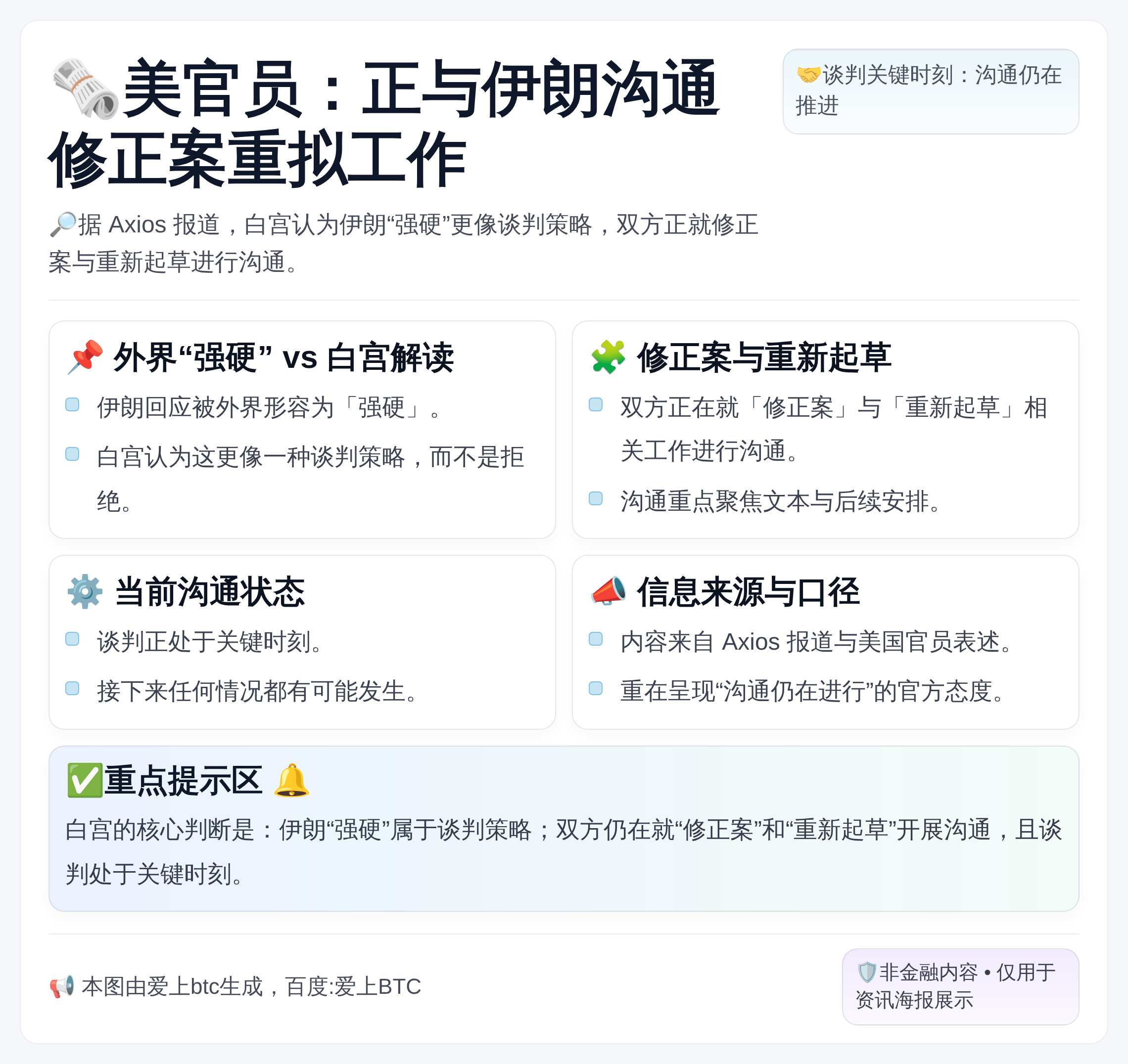 美官员：正与伊朗沟通修正案重拟工作