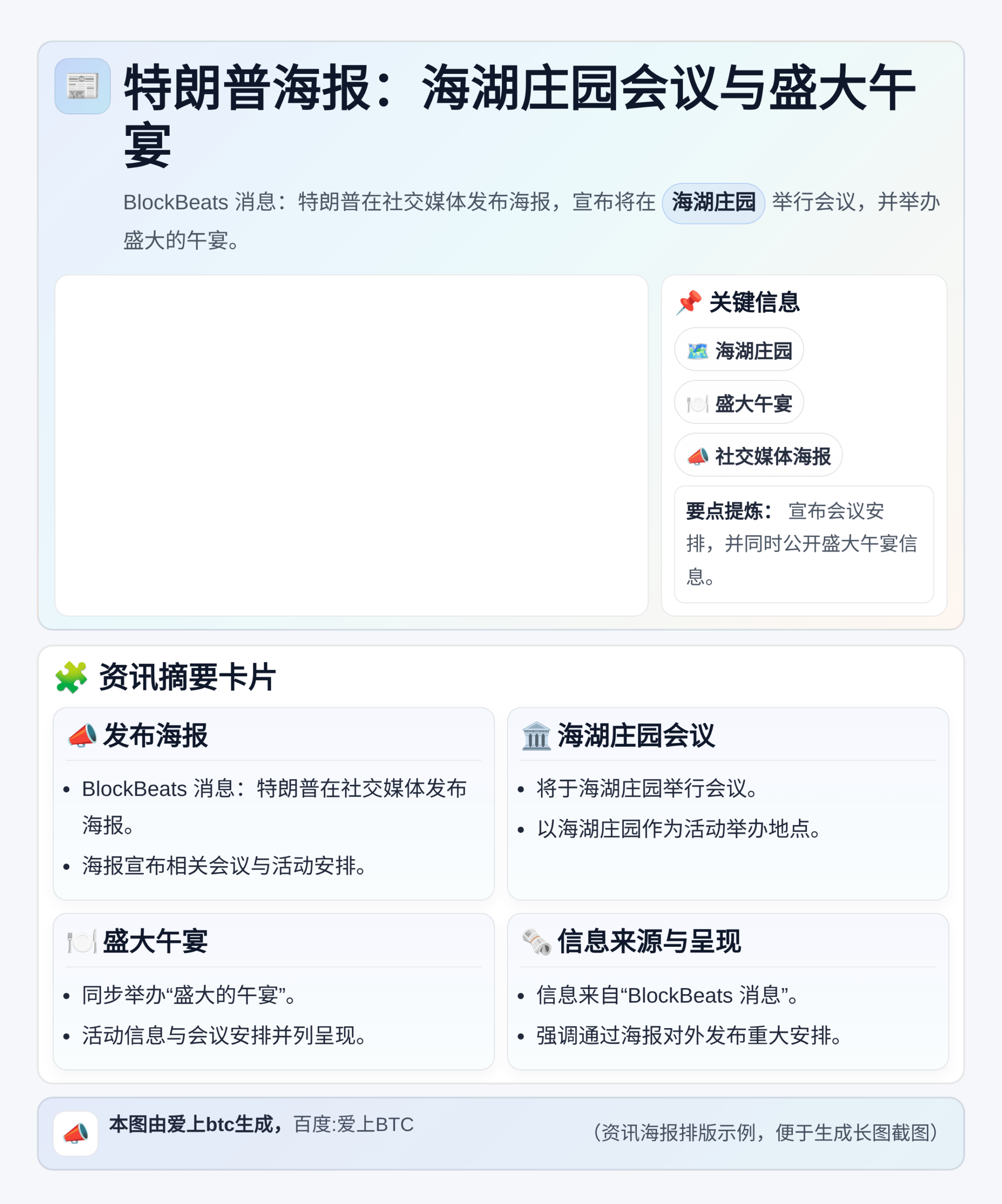 特朗普海报：4月25日海湖庄园会议及盛大午宴