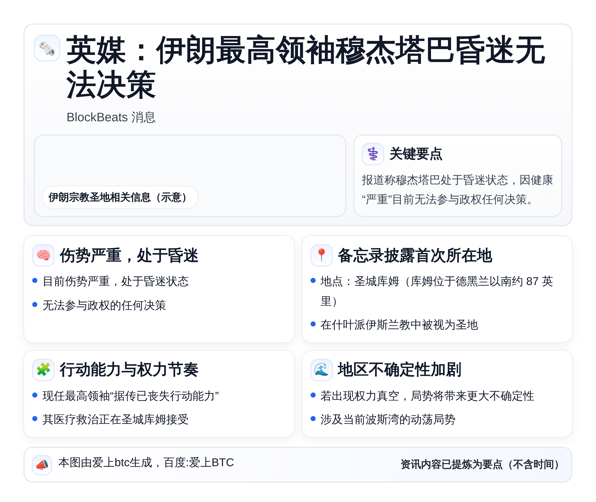 英媒：伊朗最高领袖穆杰塔巴昏迷无法决策