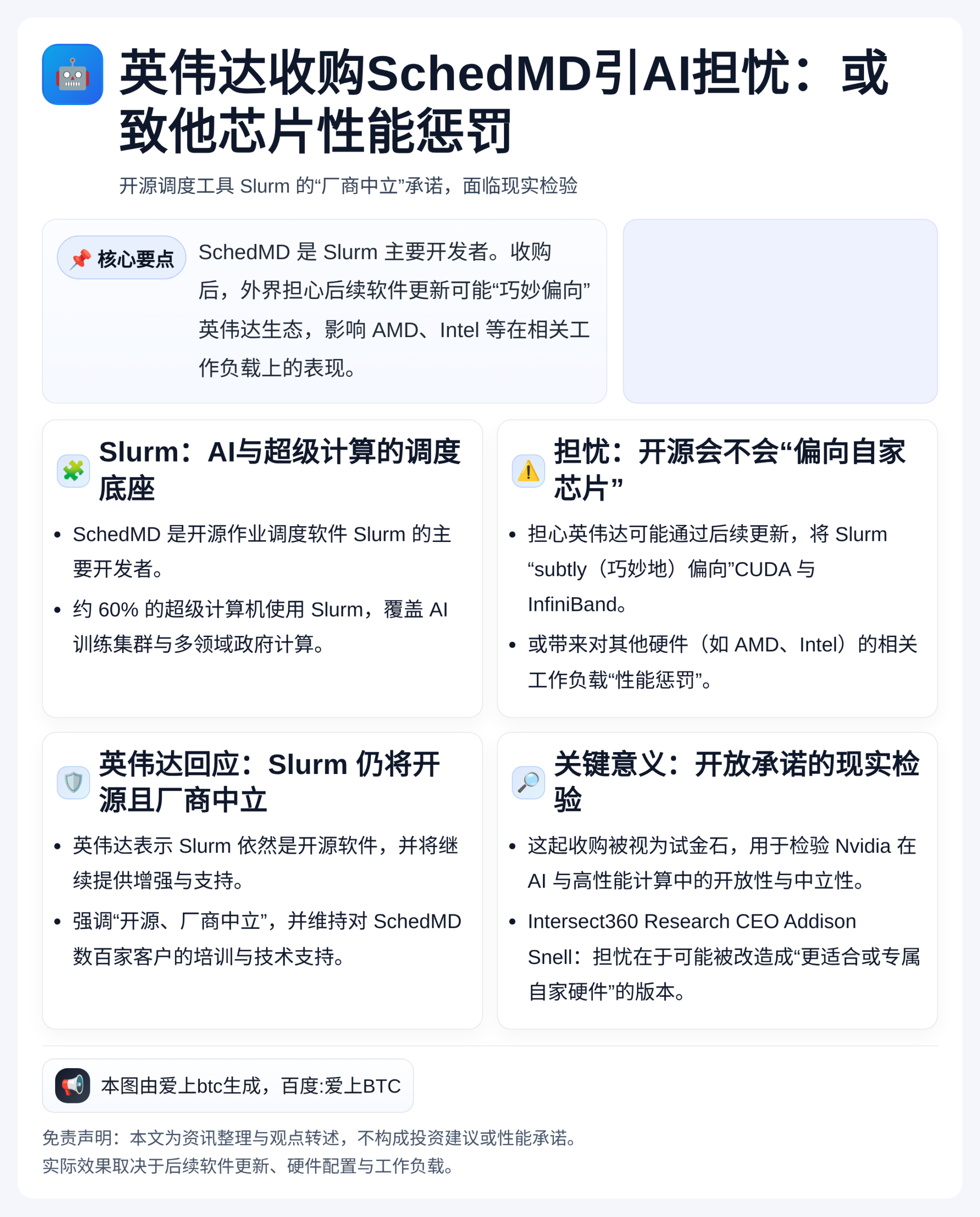 英伟达收购SchedMD引AI担忧：或致他芯片性能惩罚