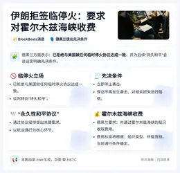 伊朗拒签临停火：要求对霍尔木兹海峡收费