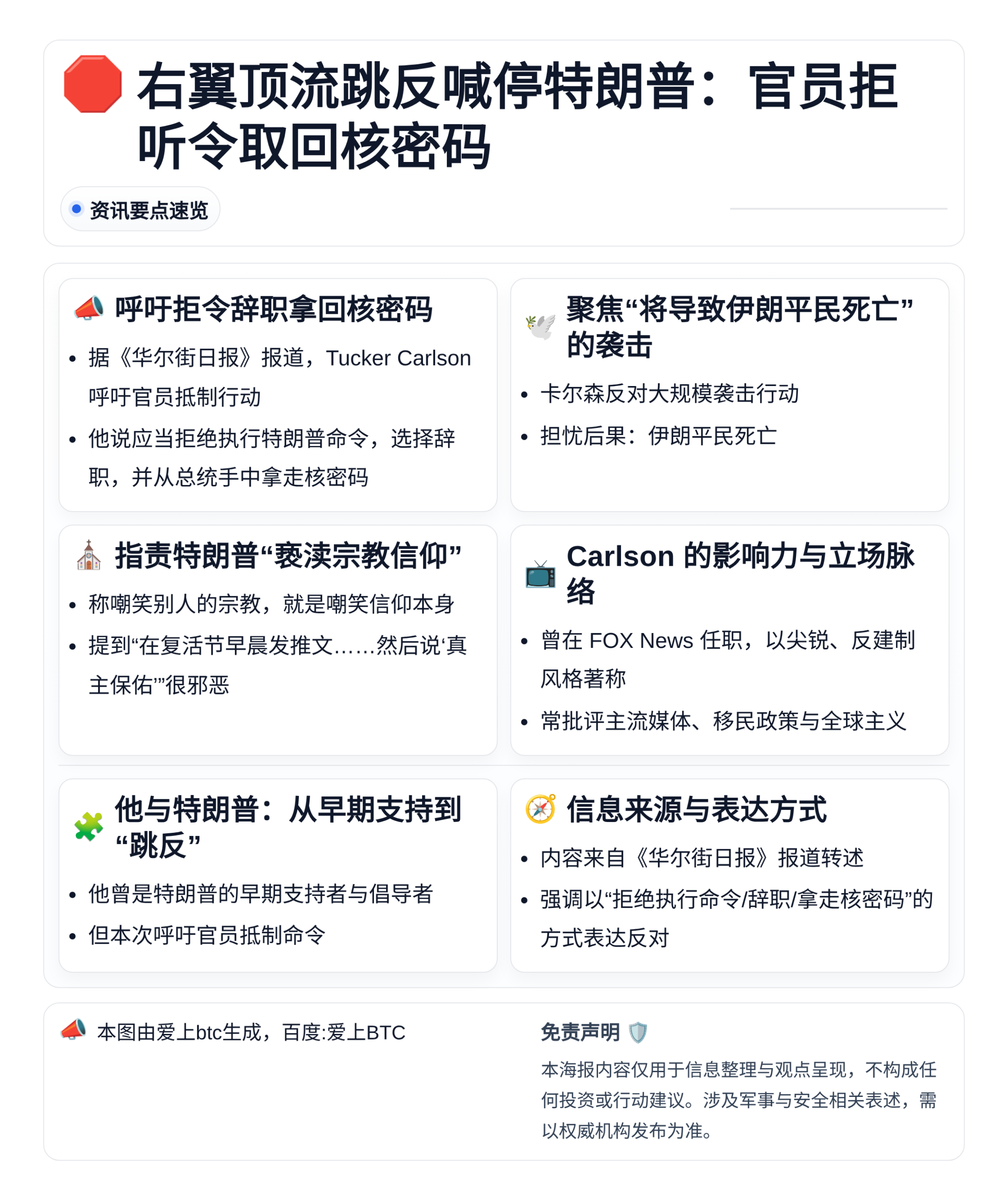 右翼顶流跳反喊停特朗普：官员拒听令取回核密码