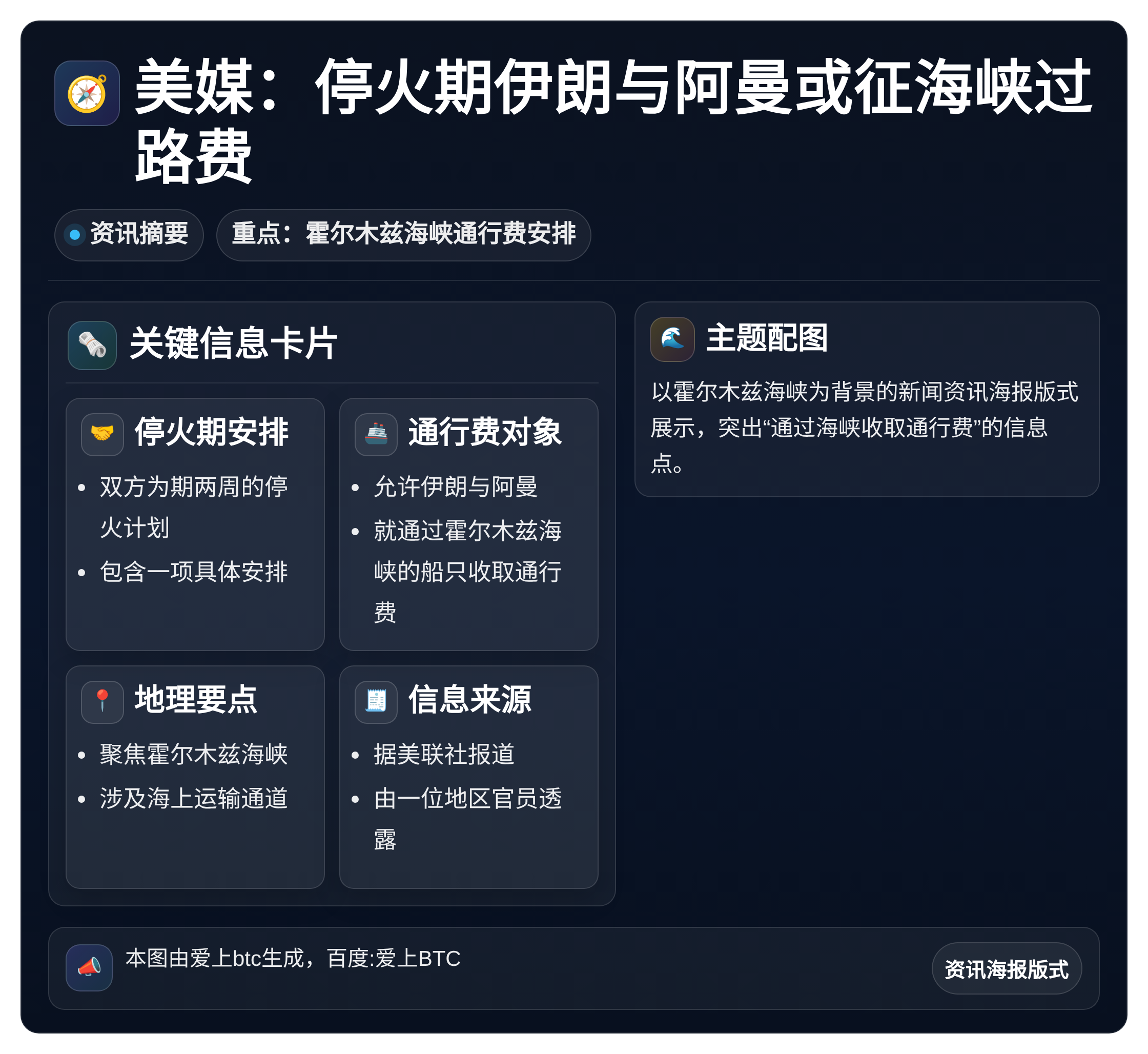 美媒：停火期伊朗与阿曼或征海峡过路费