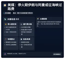 美媒：停火期伊朗与阿曼或征海峡过路费