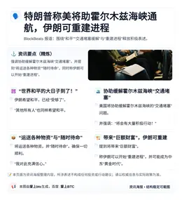 特朗普称美将助霍尔木兹海峡通航伊朗可重建