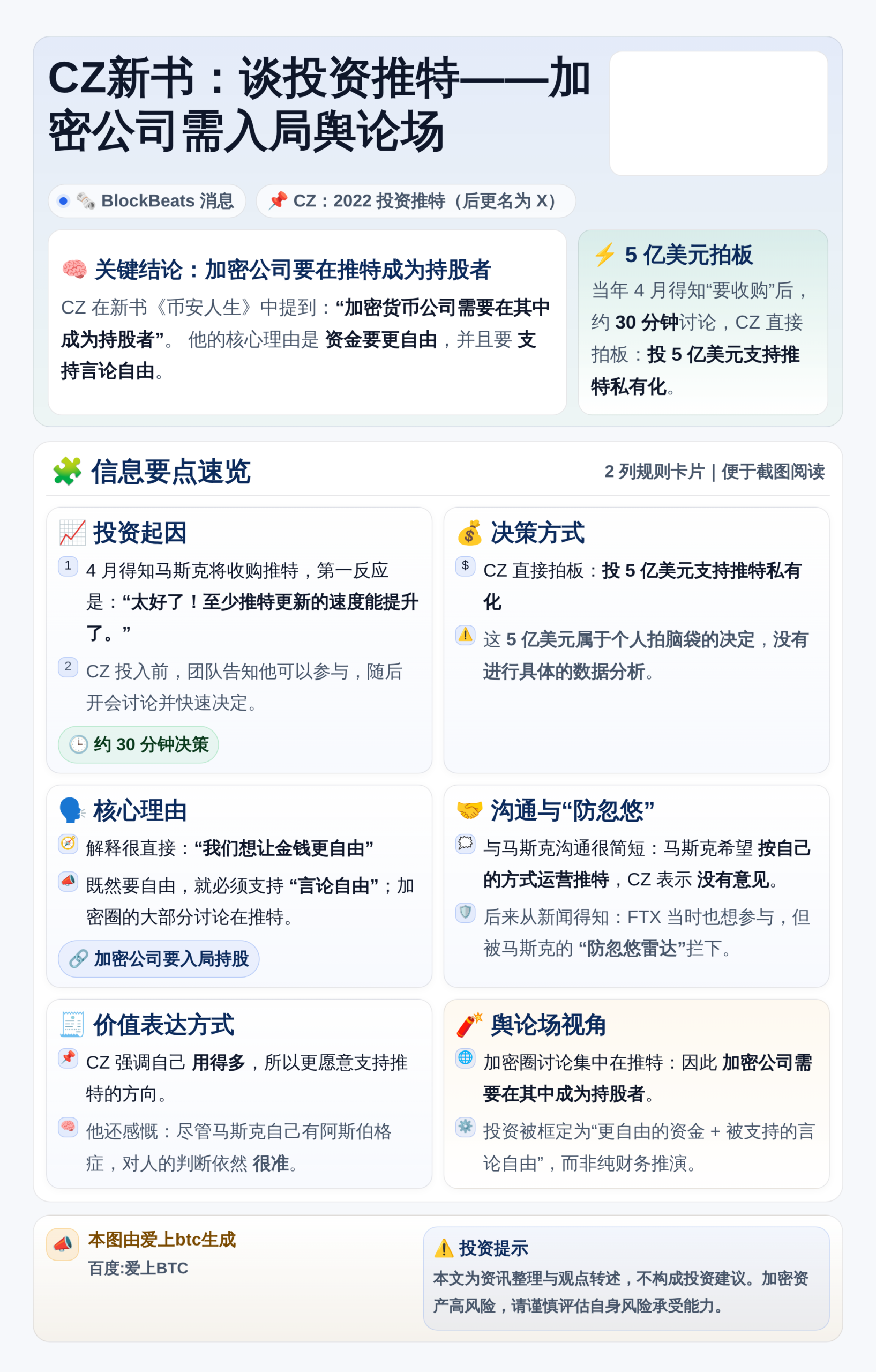 CZ新书：谈投资推特——加密公司需入局舆论场