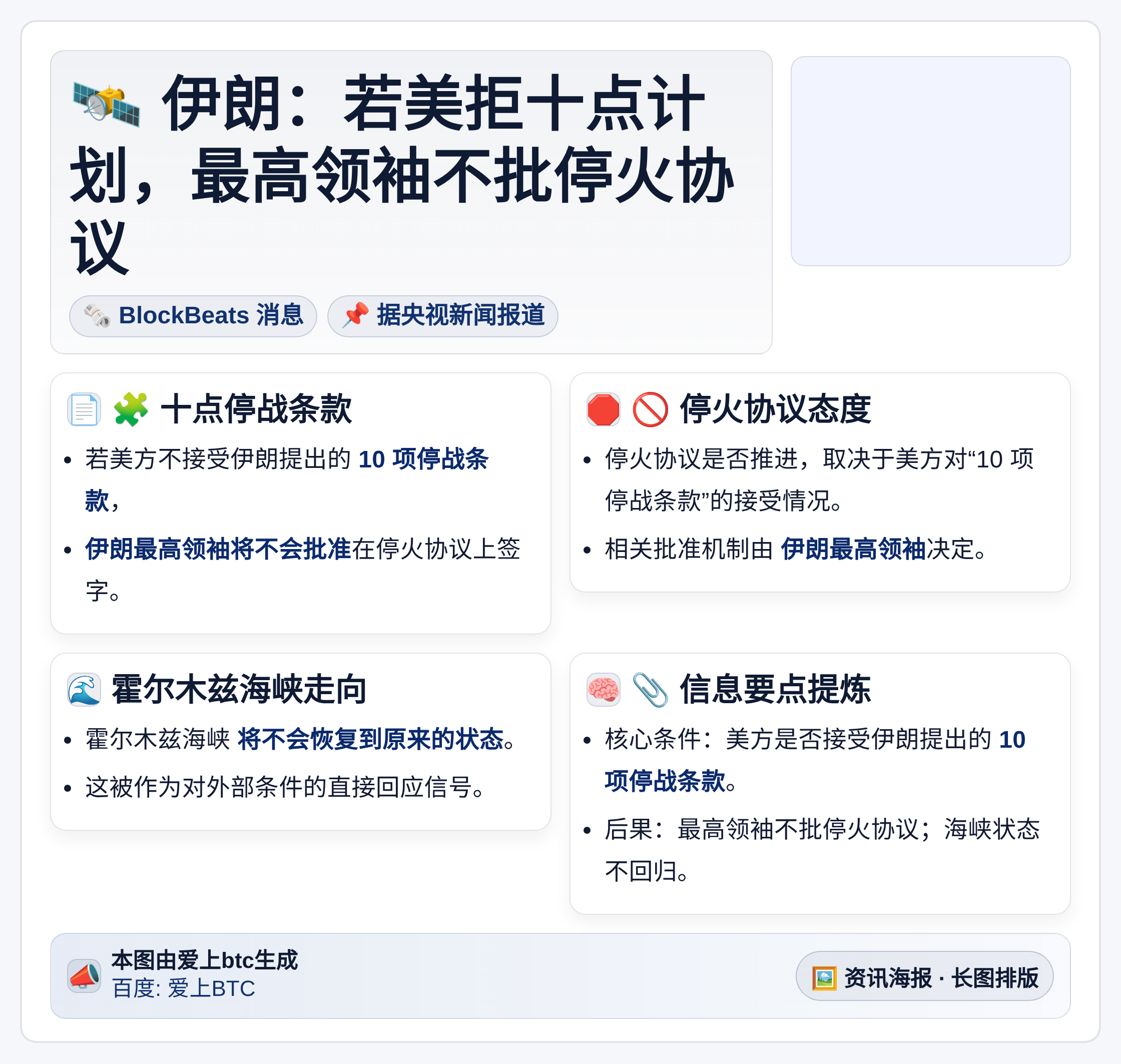 伊朗：若美拒十点计划，最高领袖不批停火协议