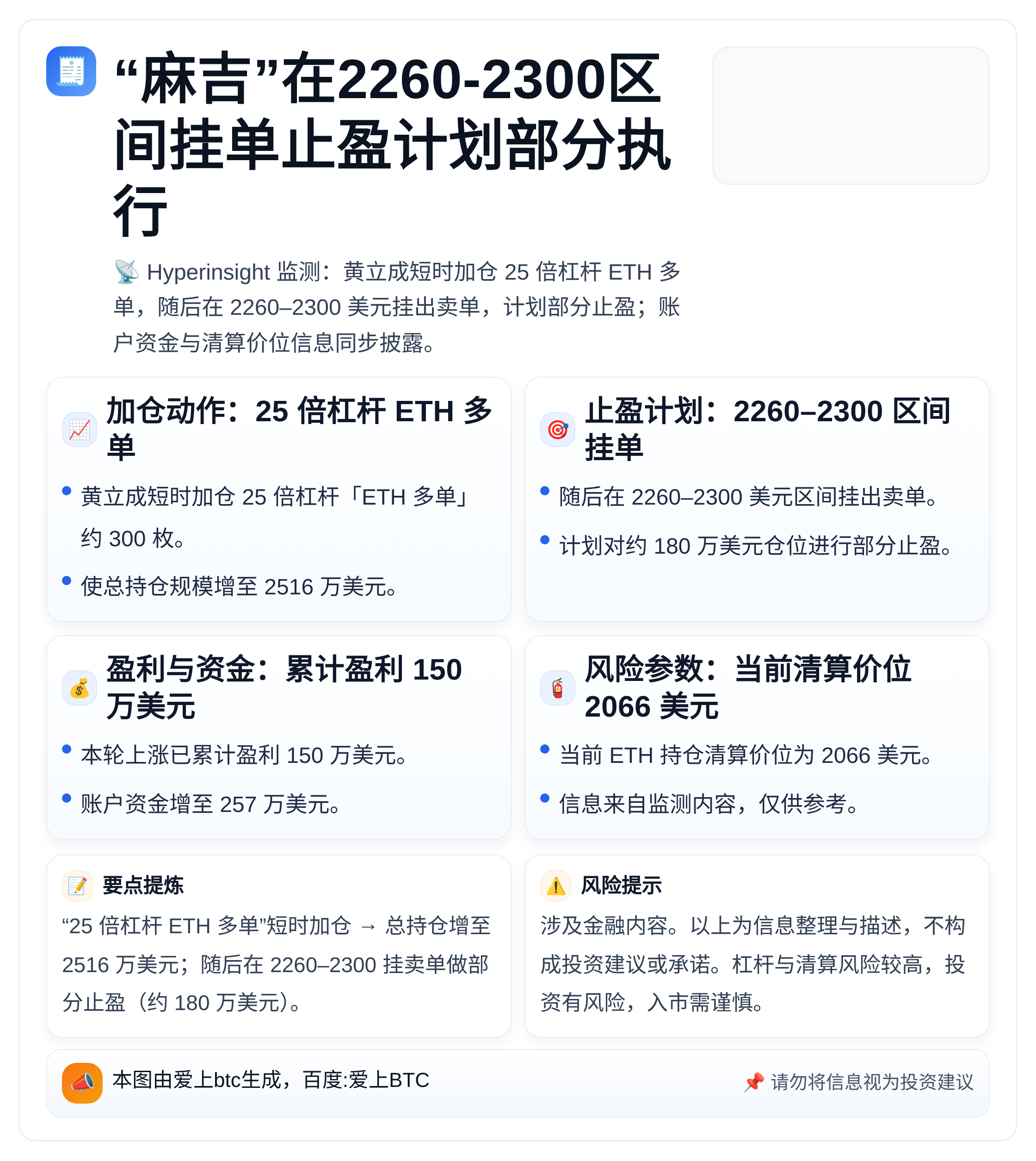 “麻吉”在2260-2300区间挂单止盈计划部分执行