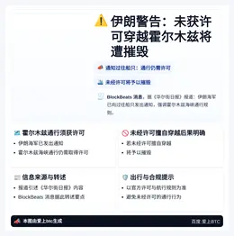 伊朗警告：未获许可穿越霍尔木兹将遭摧毁