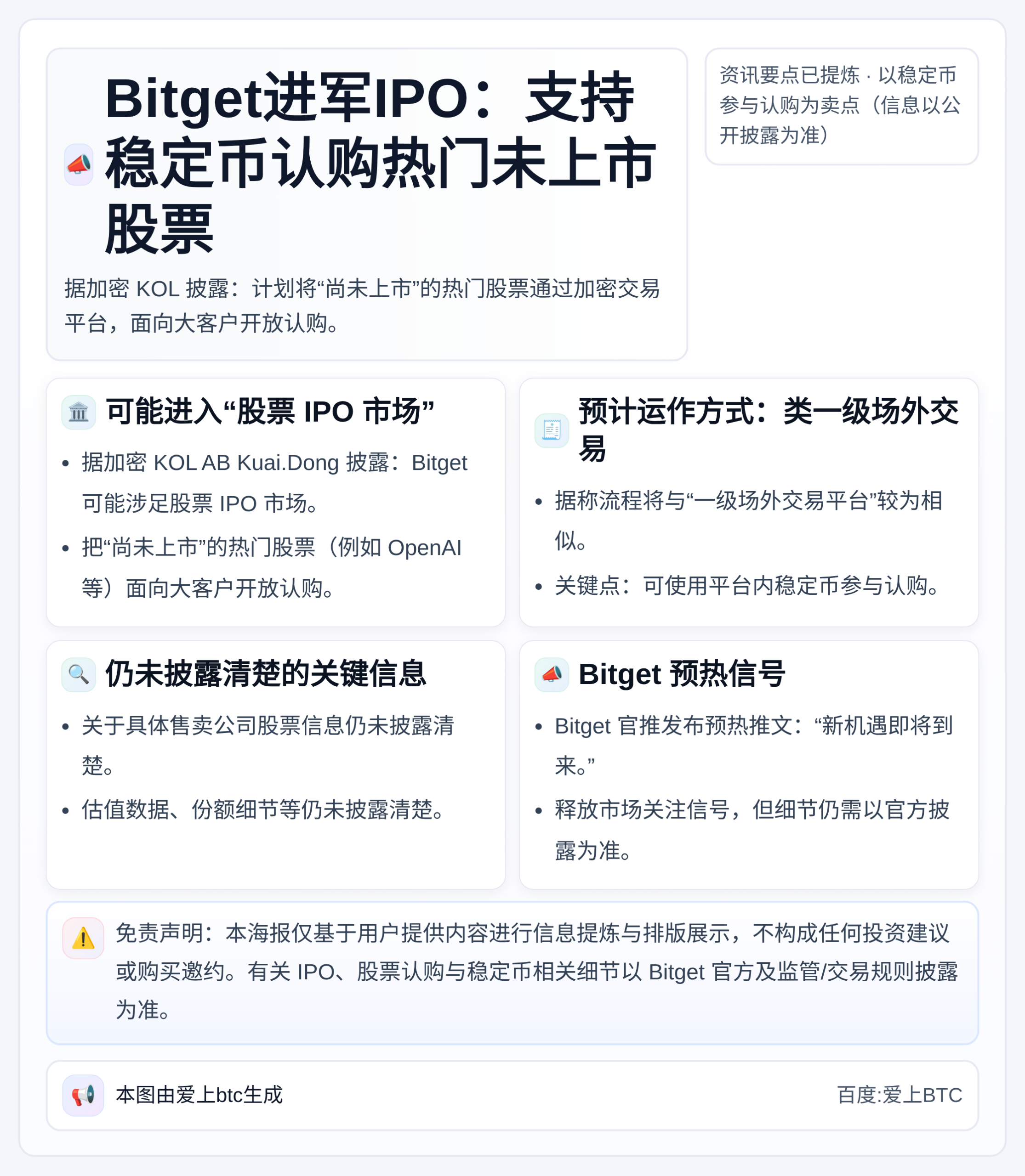 Bitget进军IPO：支持稳定币认购热门未上市股票