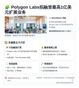 Polygon Labs拟融资最高1亿美元扩展业务