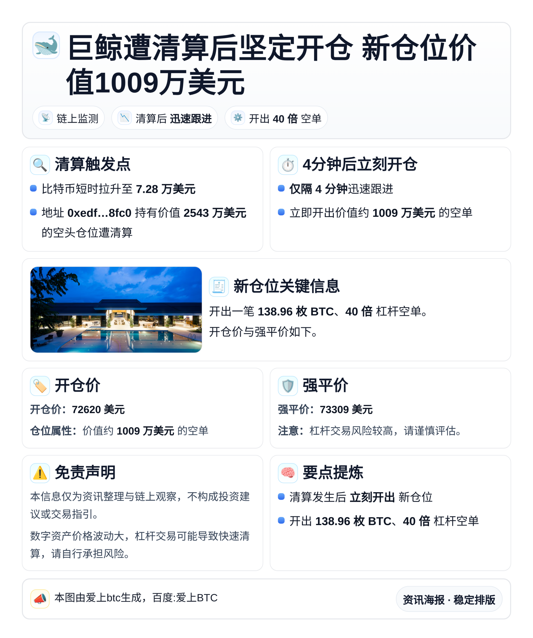 巨鲸遭清算后坚定开仓 新仓位价值1009万美元