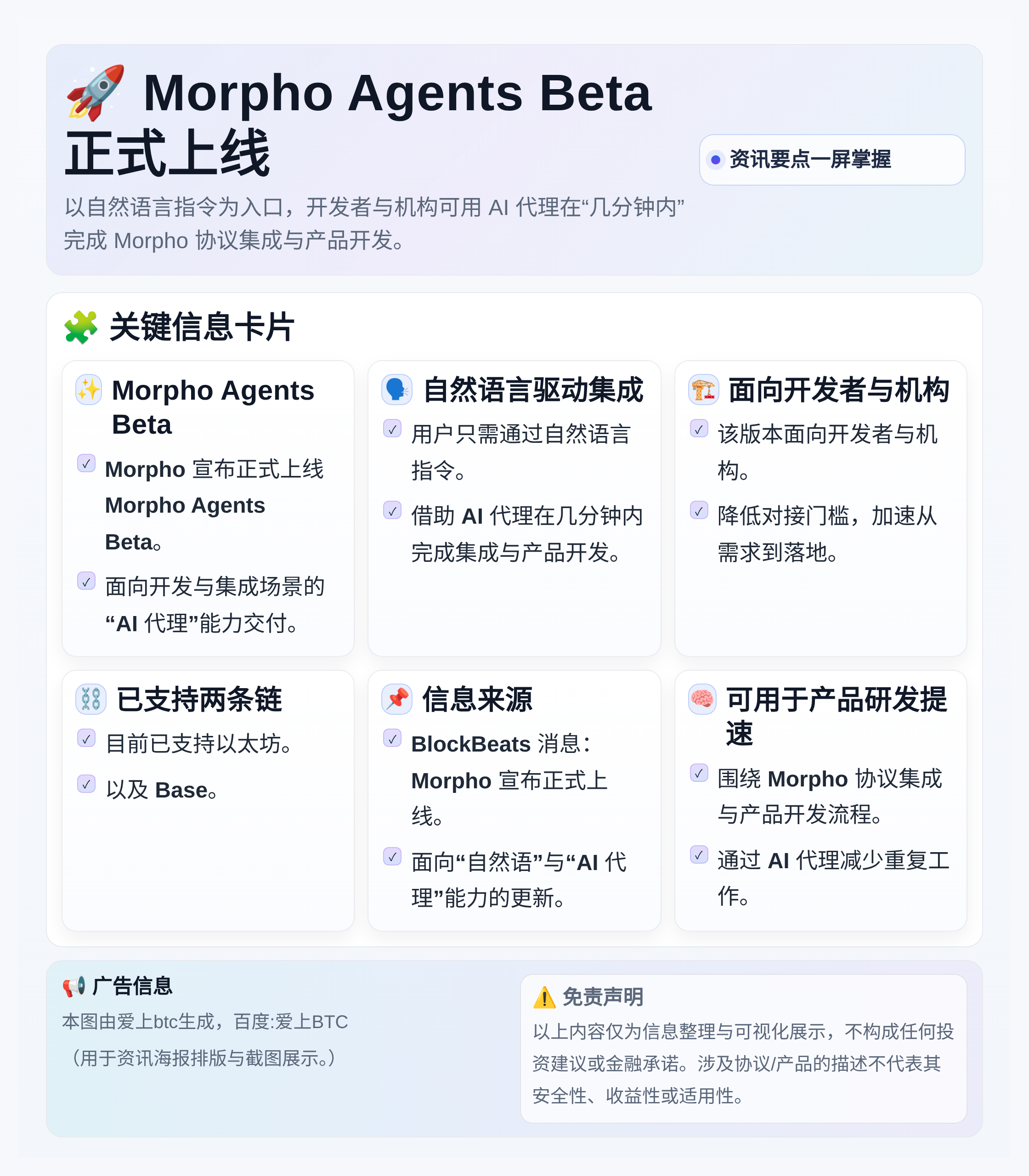 Morpho推出Morpho Agents Beta：自然语