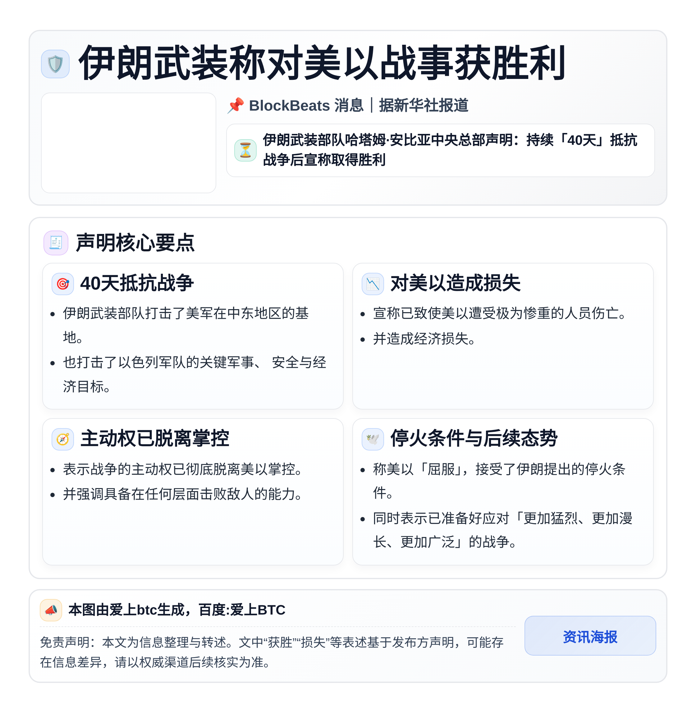 伊朗武装称对美以战事获胜利