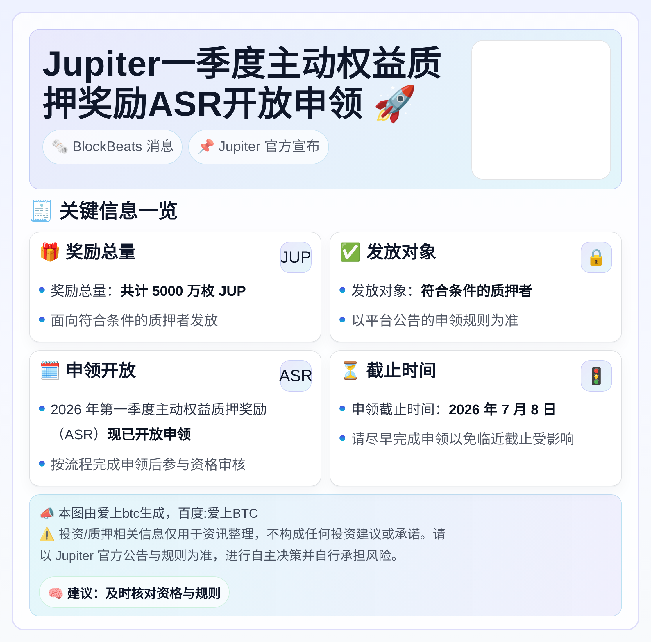Jupiter一季度主动权益质押奖励ASR开放申领