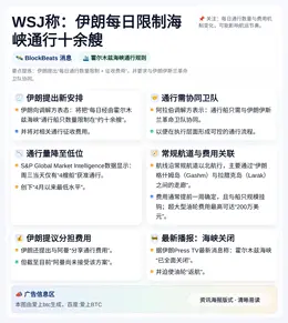 WSJ称：伊朗每日限制海峡通行十余艘