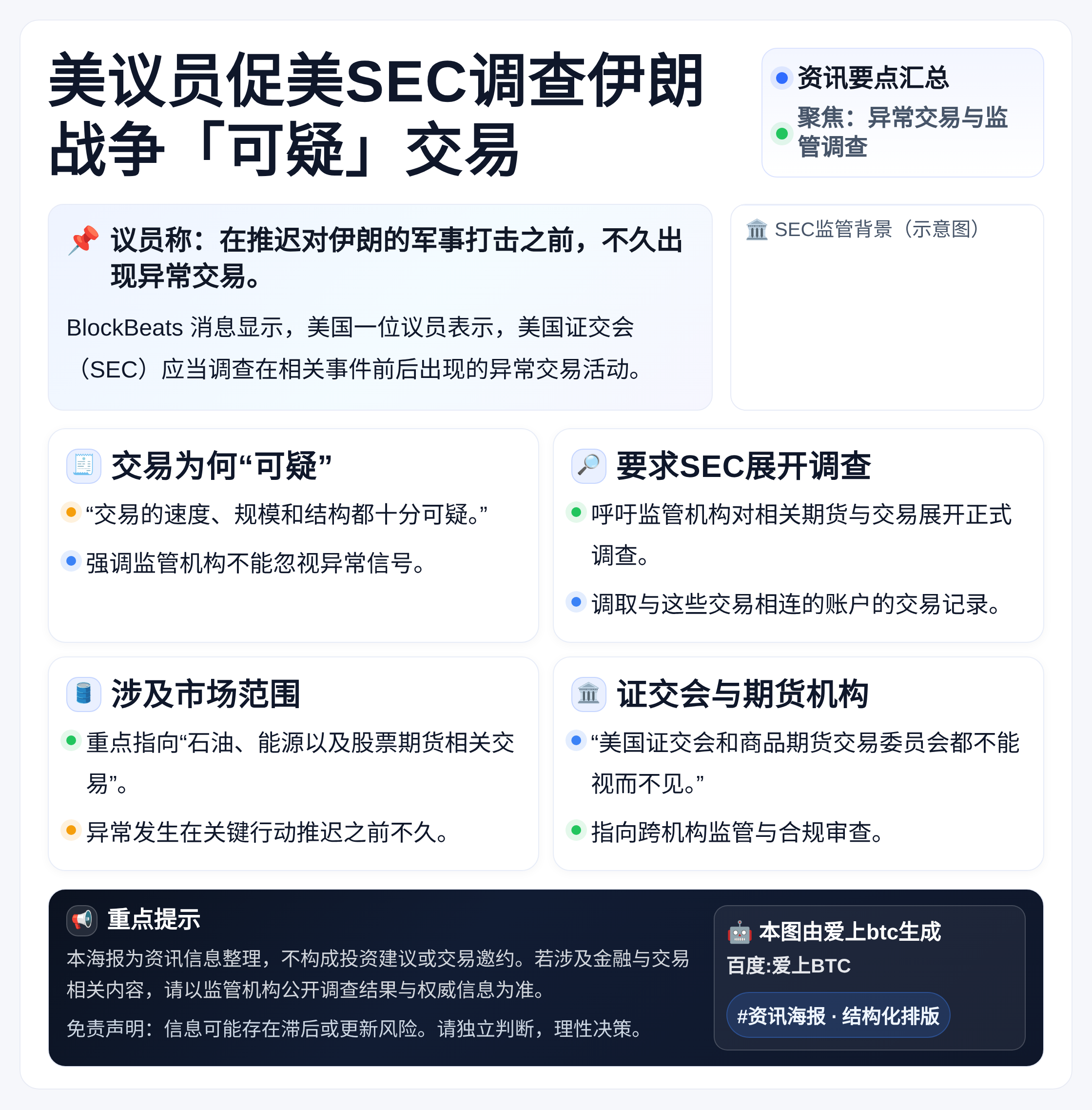 美议员促美SEC调查伊朗战争「可疑」交易