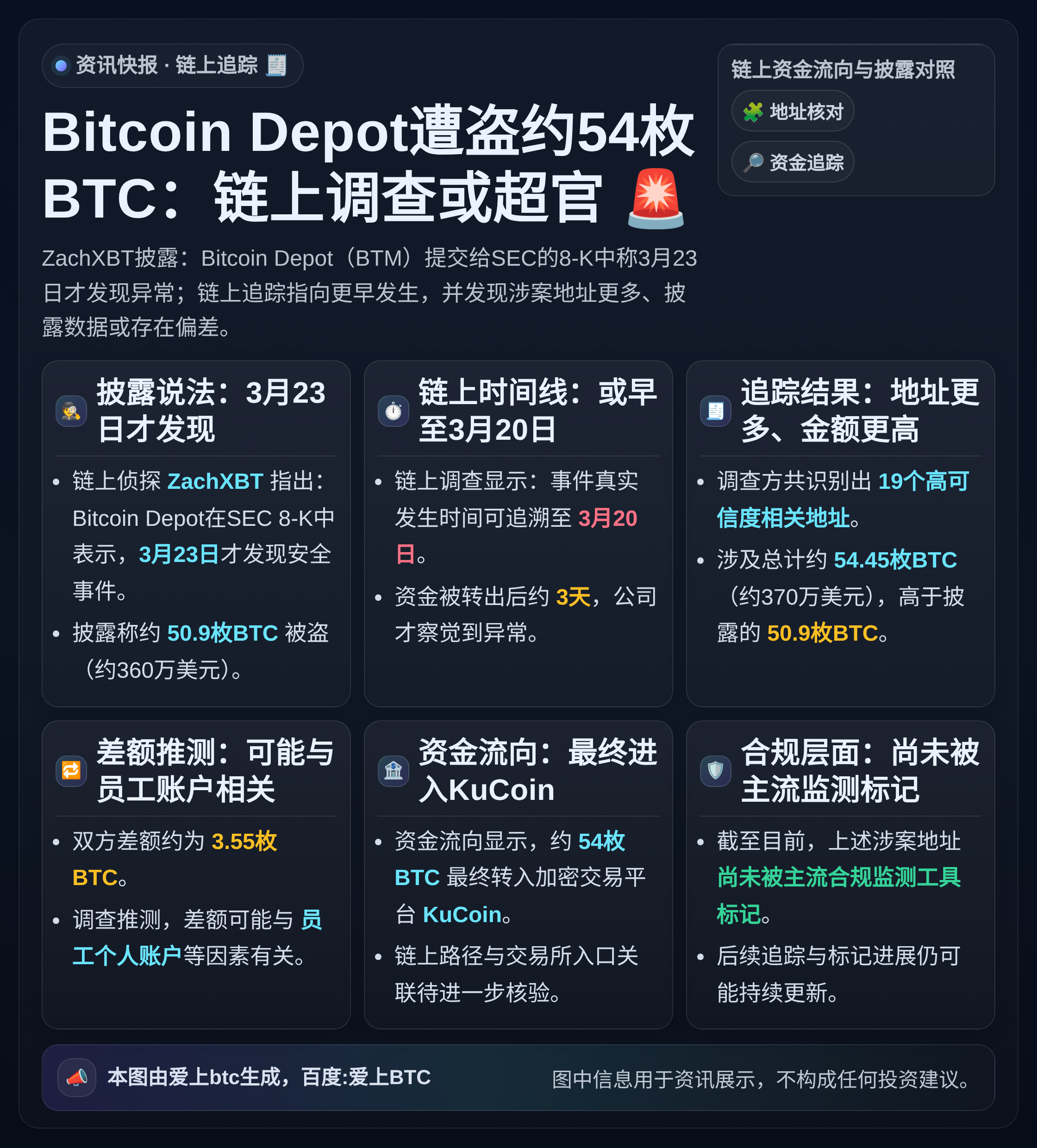 Bitcoin Depot遭盗约54枚BTC：链上调查或超官