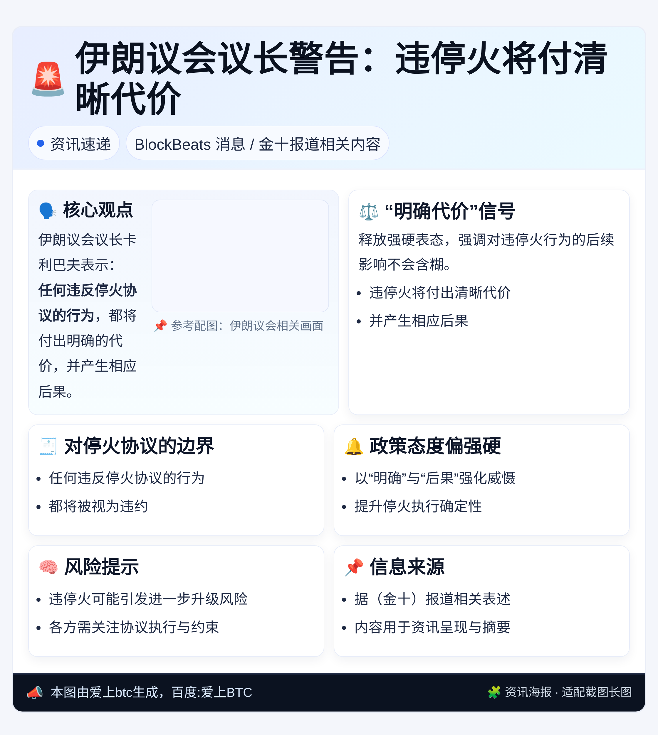 伊朗议会议长警告：违停火将付清晰代价