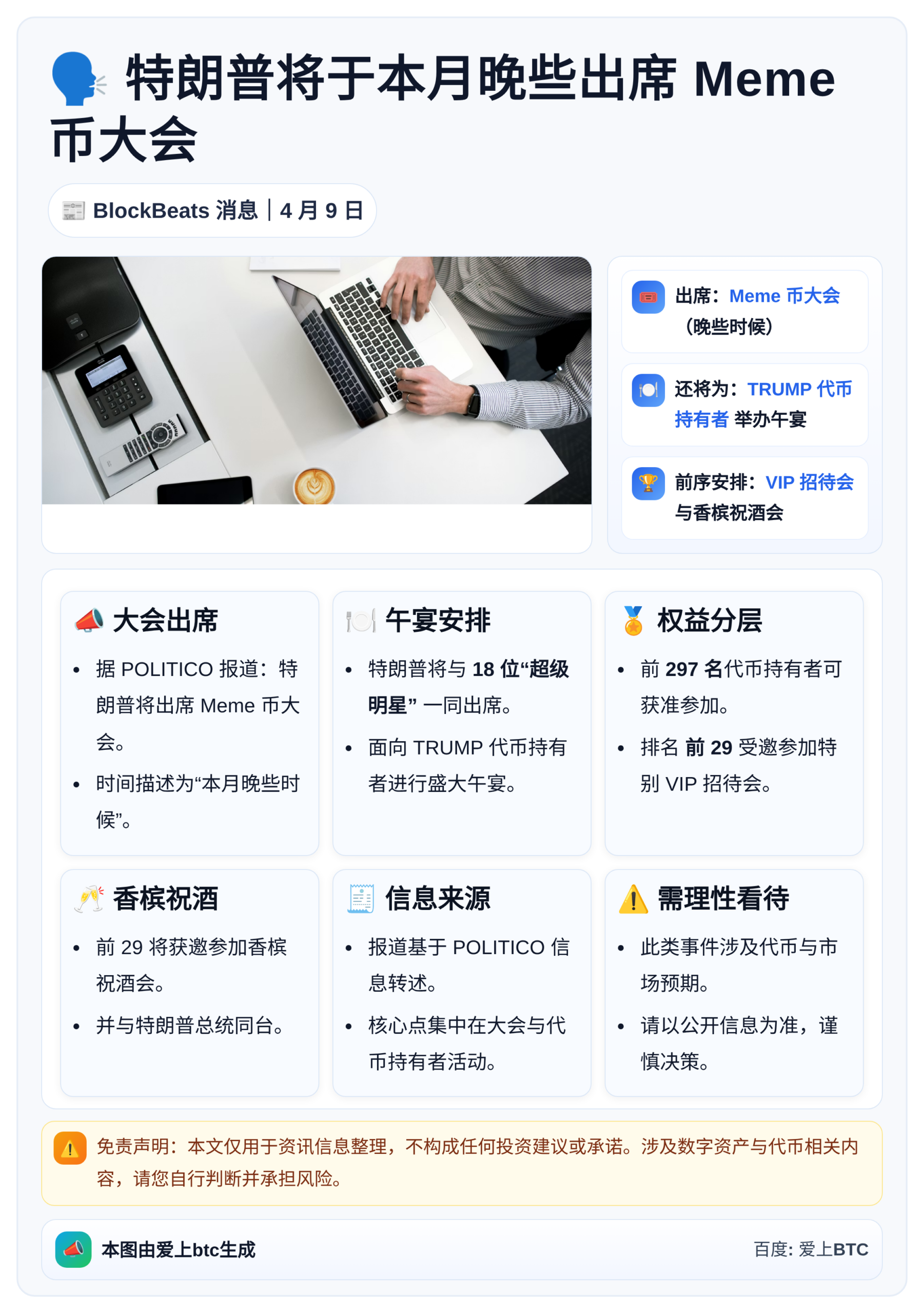 特朗普将于本月晚些出席Meme币大会