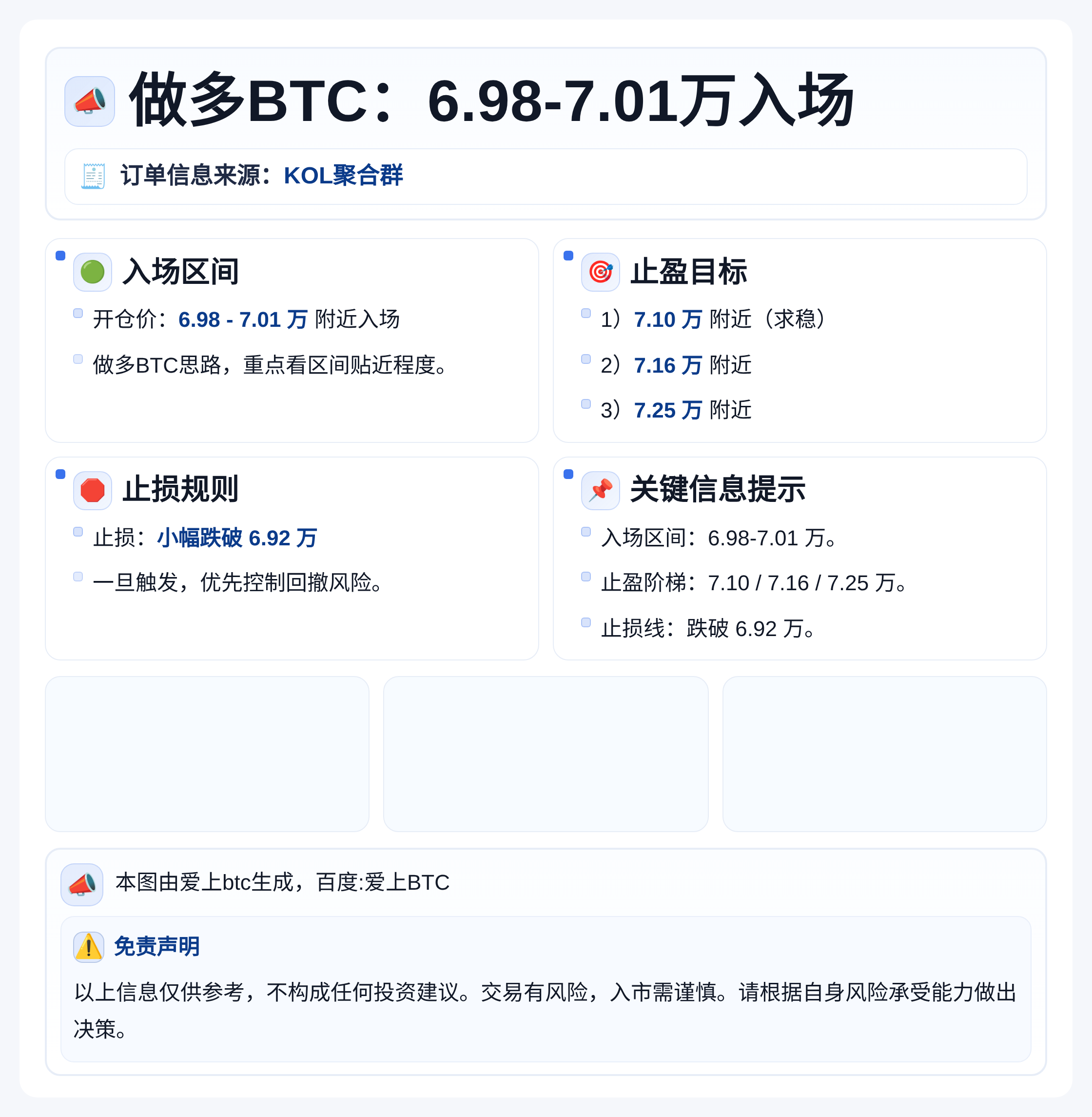 做多BTC：6.98-7.01万入场