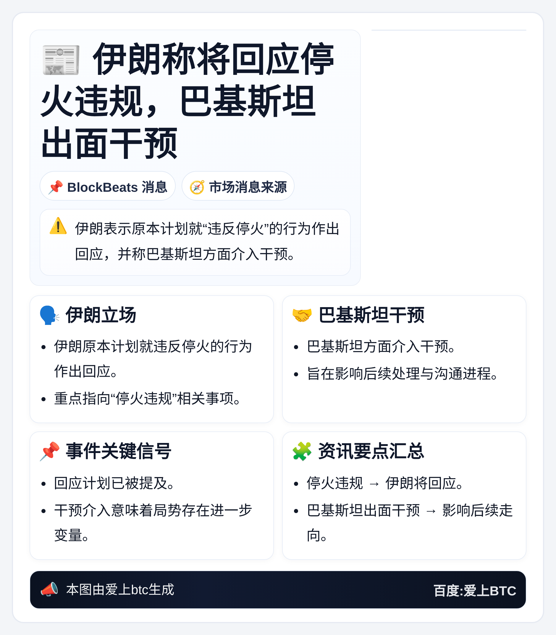 伊朗称将回应停火违规 巴基斯坦出面干预