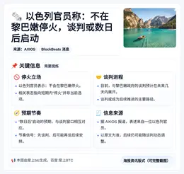 以色列官员称：不在黎巴嫩停火，谈判或数日后启动