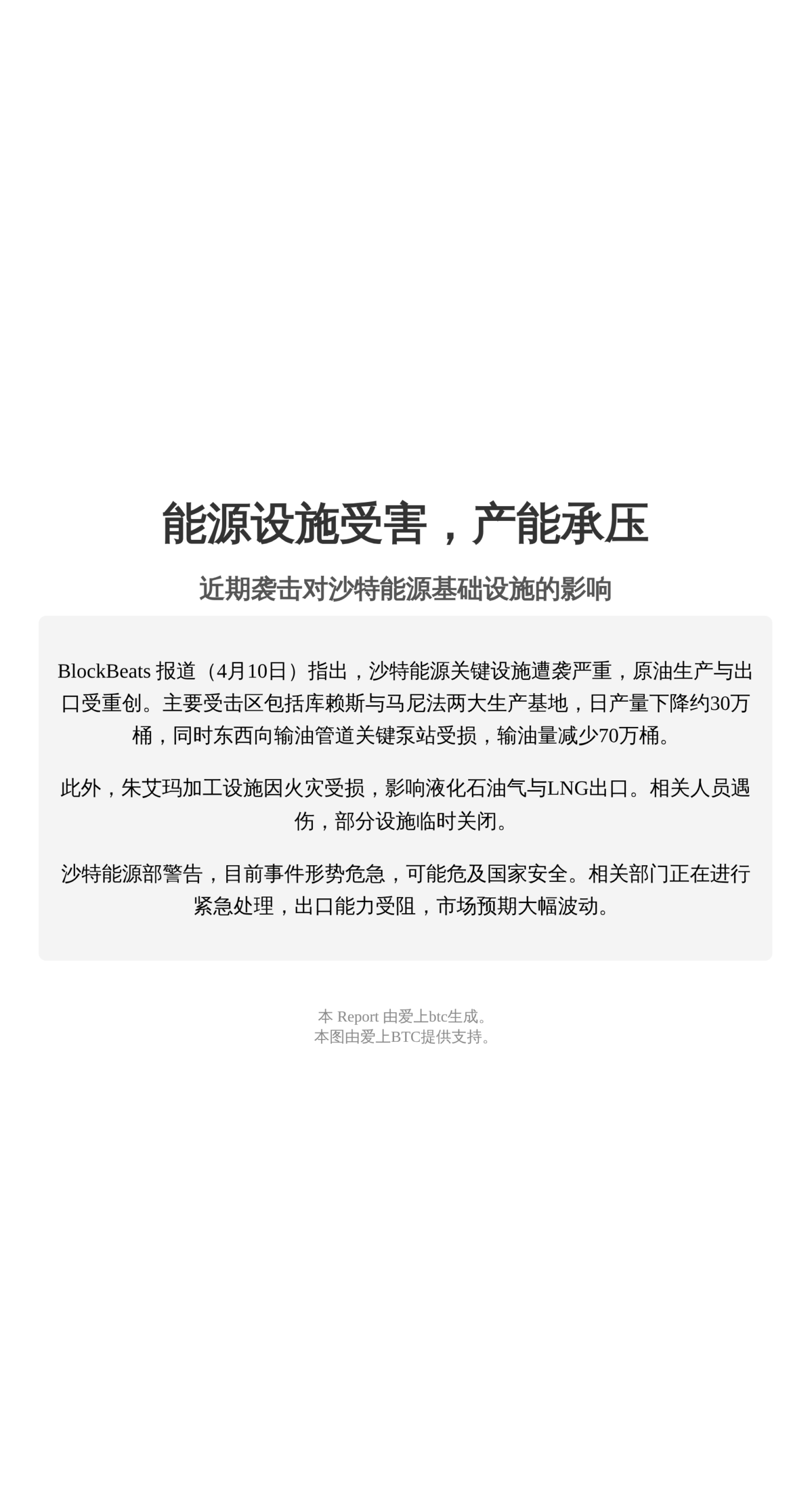 能源设施受害，产能承压