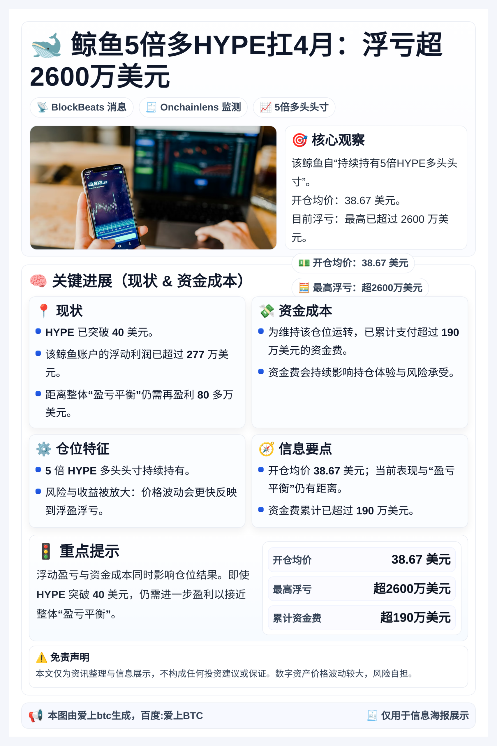 鲸鱼5倍多HYPE扛4月：浮亏超2600万美元