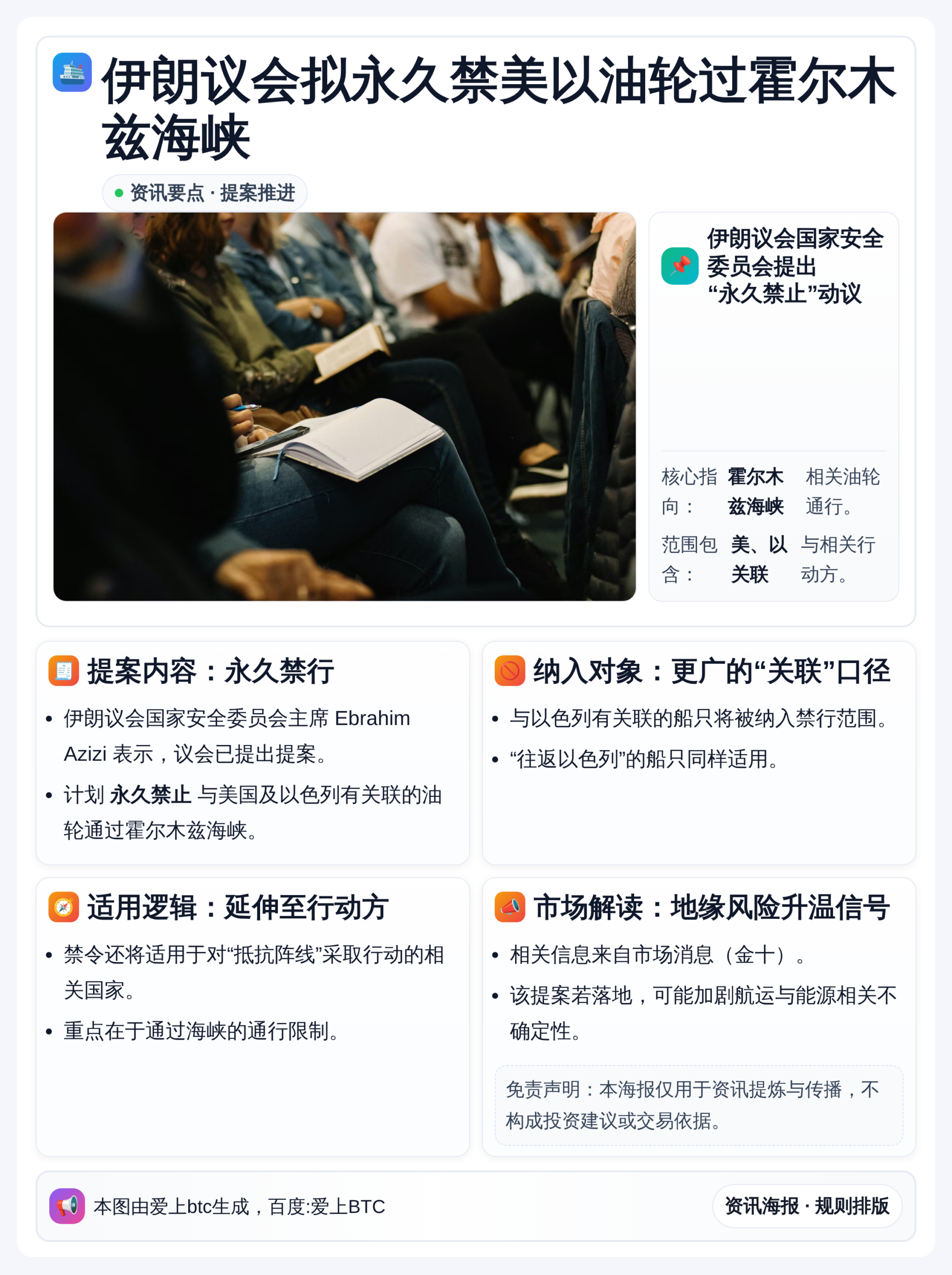 伊朗议会拟永久禁美以油轮过霍尔木兹海峡