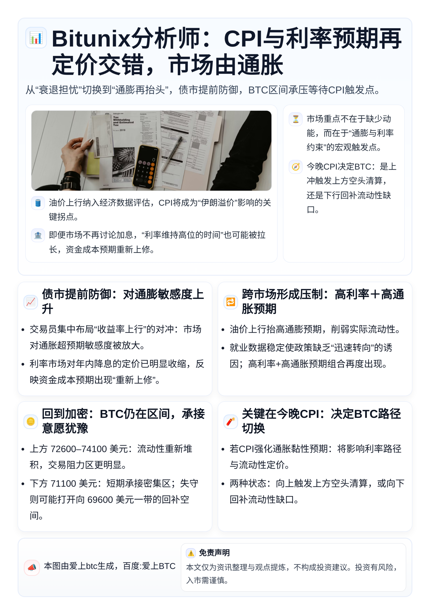 Bitunix分析师：CPI与利率预期再定价交错，市场由通胀