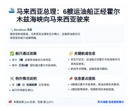 马来西亚总理：6艘运油船正经霍尔木兹海峡向马来西亚驶来