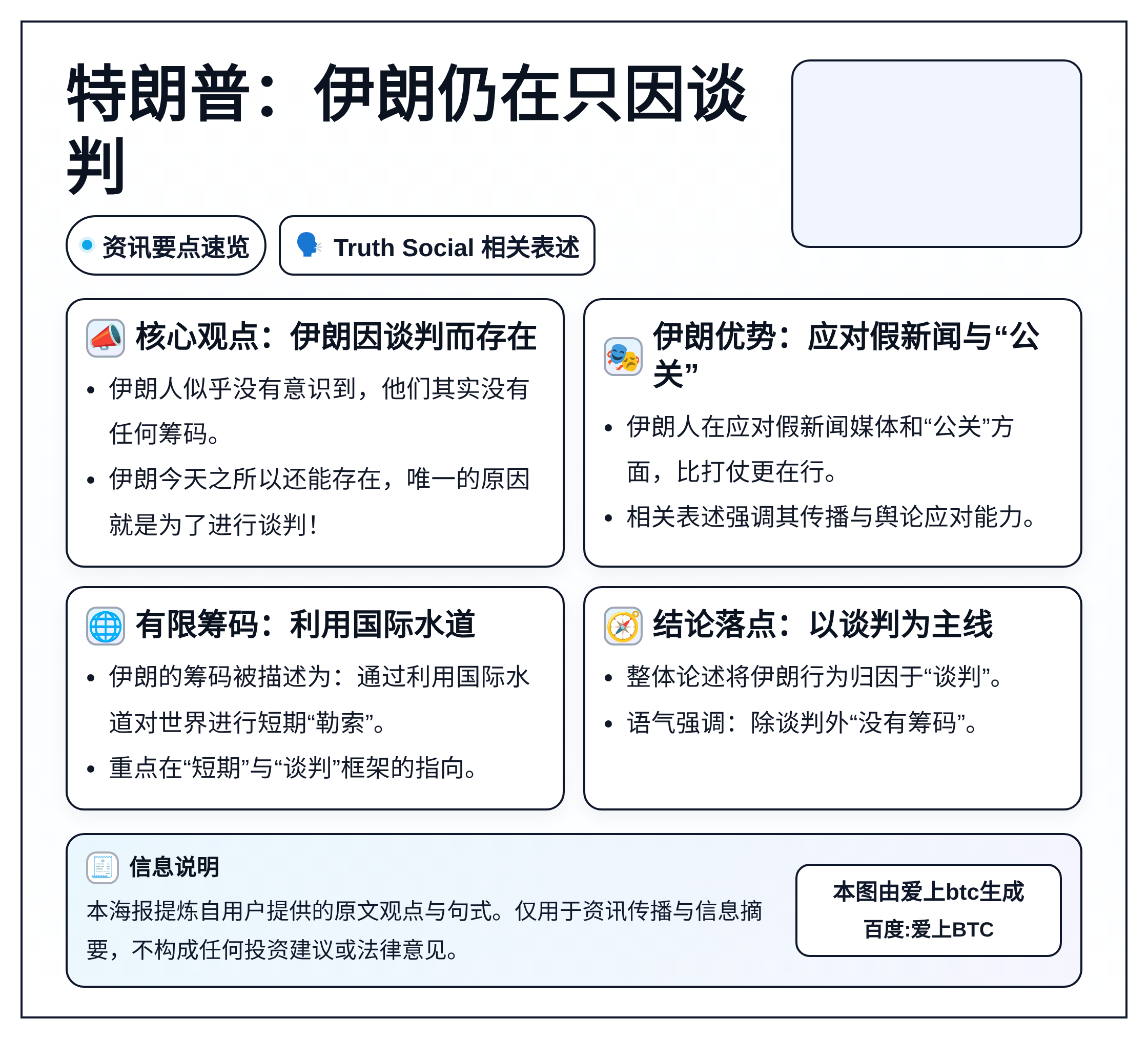 特朗普：伊朗仍在只因谈判