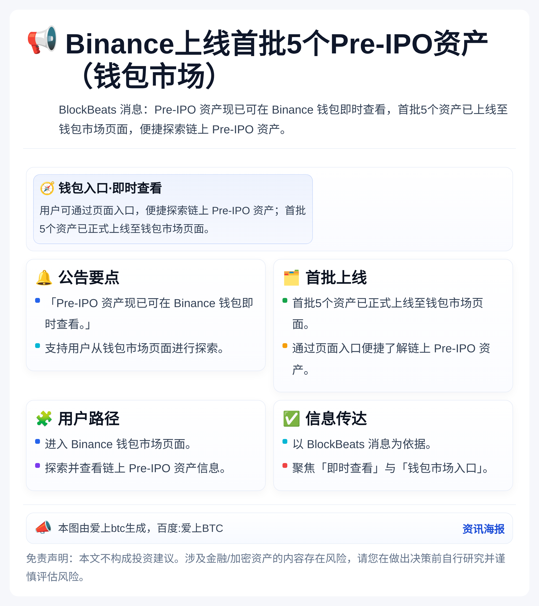 Binance上线首批5个Pre-IPO资产（钱包市场）