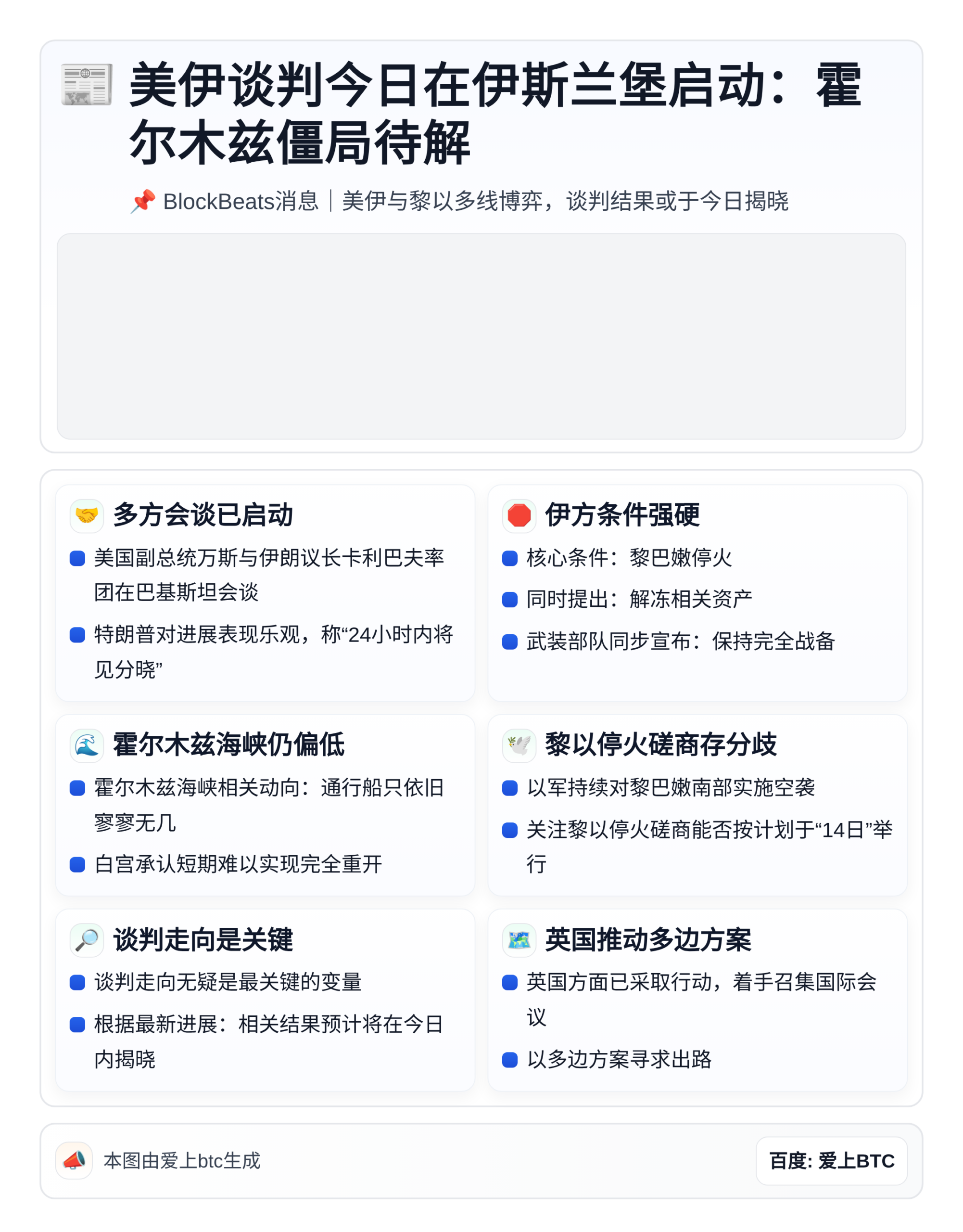 美伊谈判今日在伊斯兰堡启动：霍尔木兹僵局待解