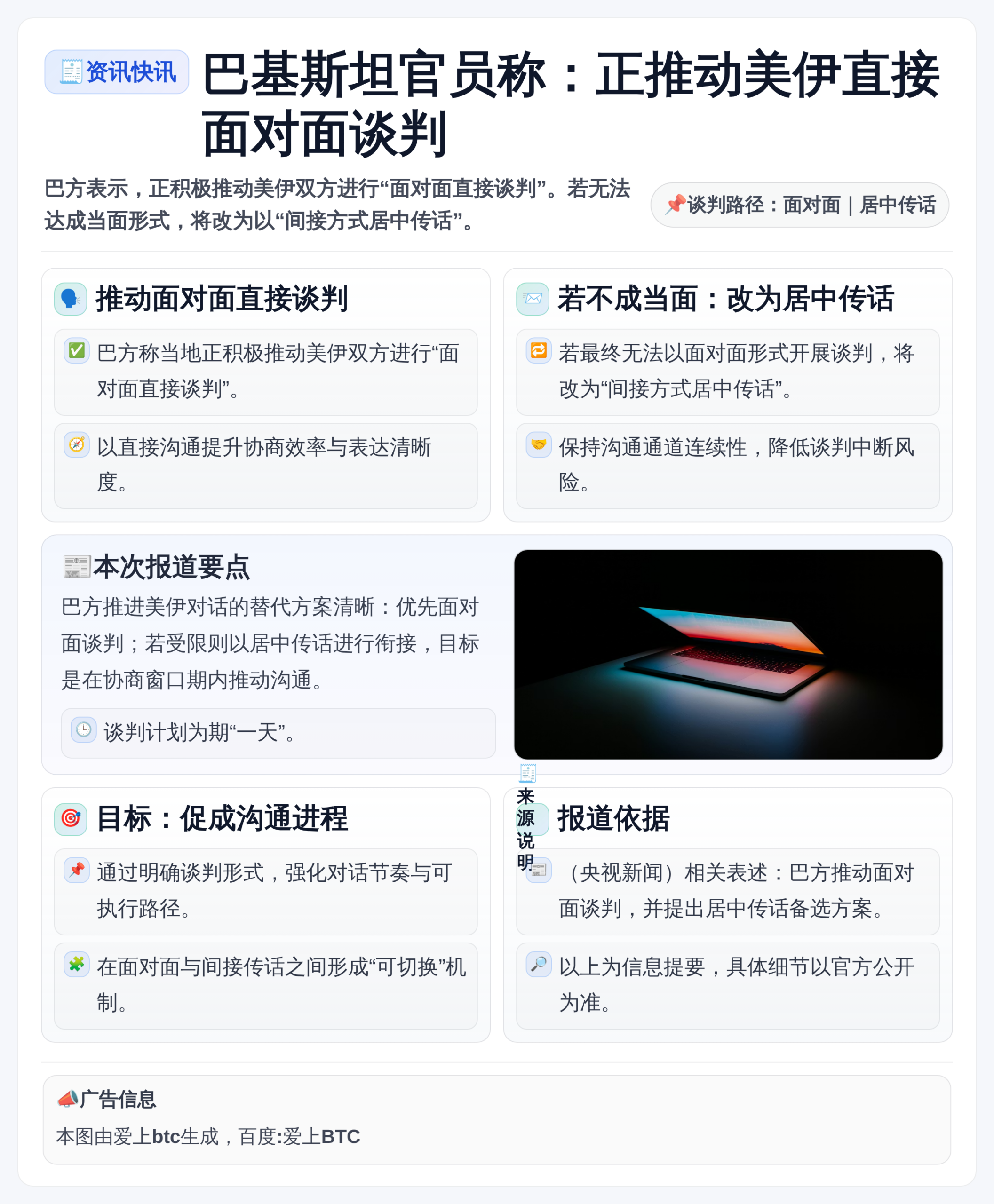 巴基斯坦官员称：正推动美伊直接面对面谈判