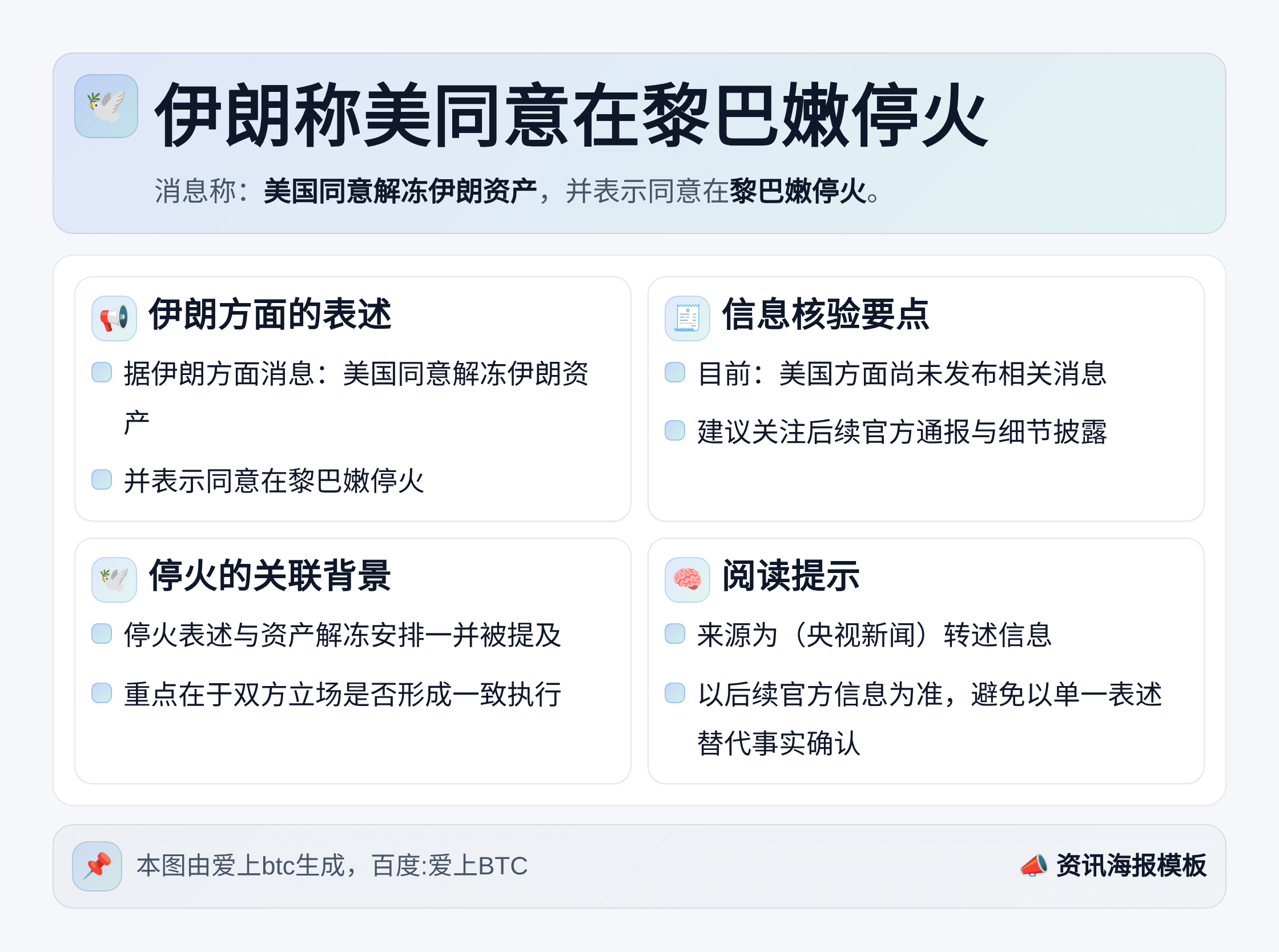 伊朗称美同意在黎巴嫩停火