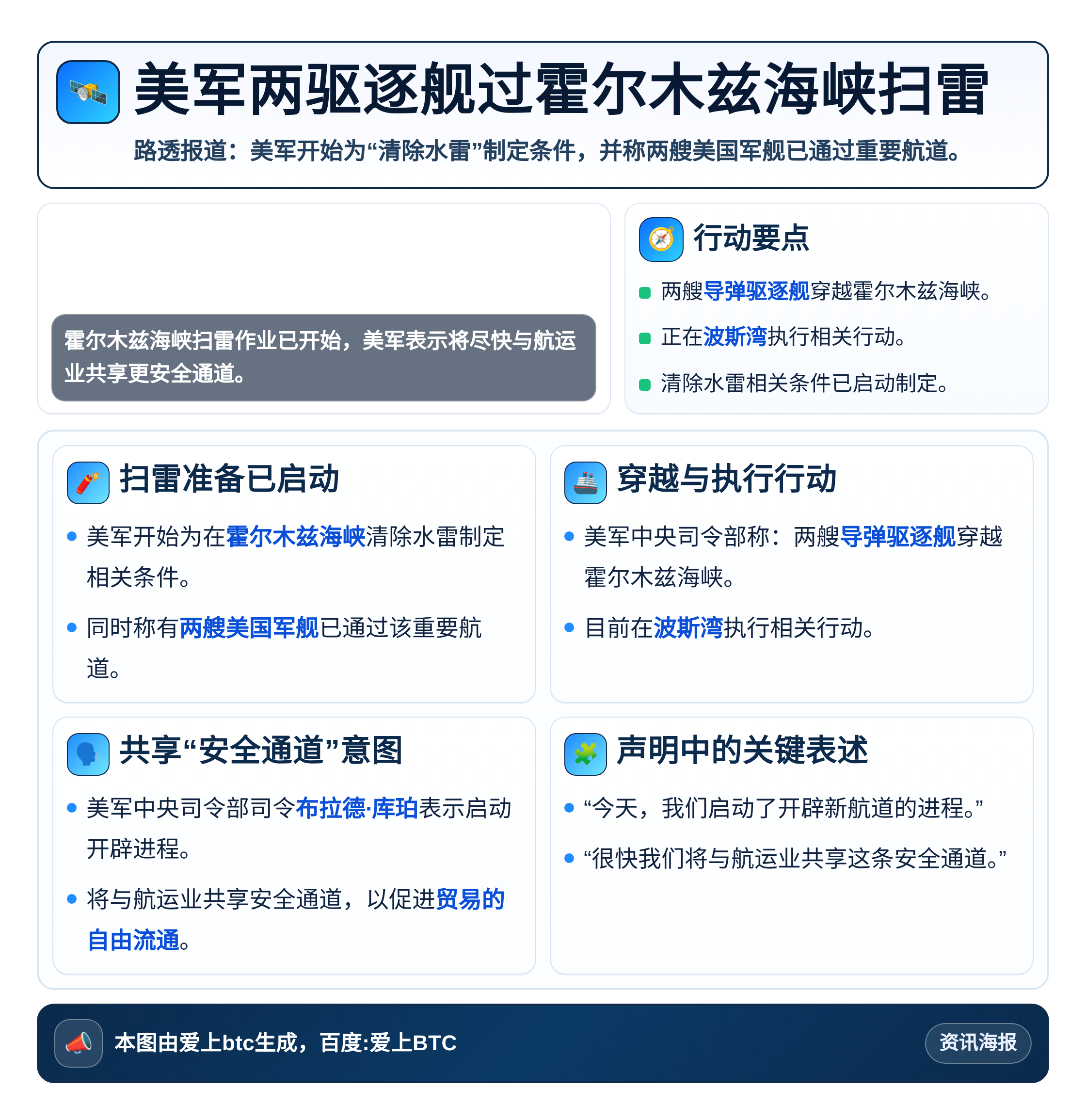 美军两驱逐舰过霍尔木兹海峡扫雷