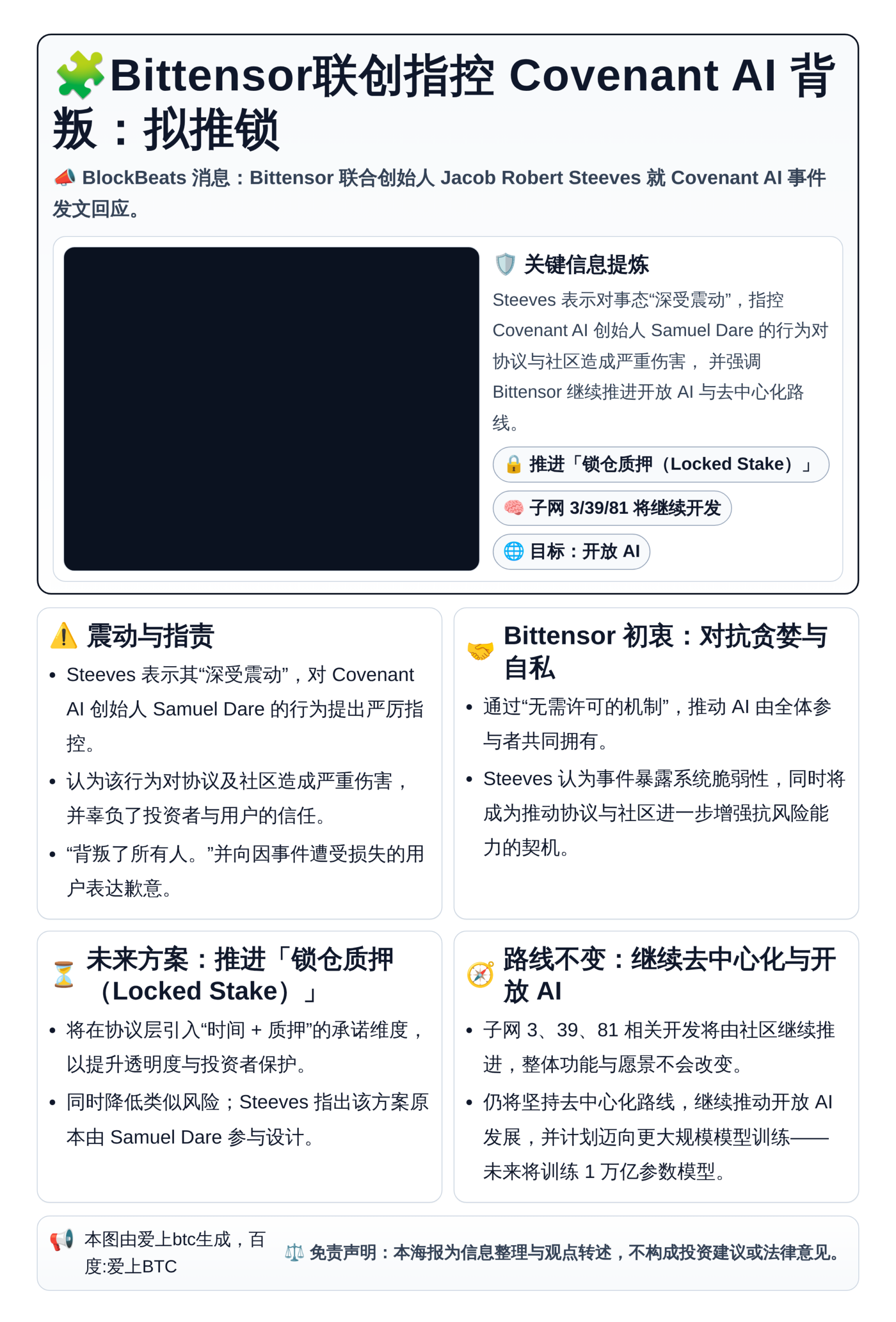 Bittensor联创指控Covenant AI背叛：拟推锁