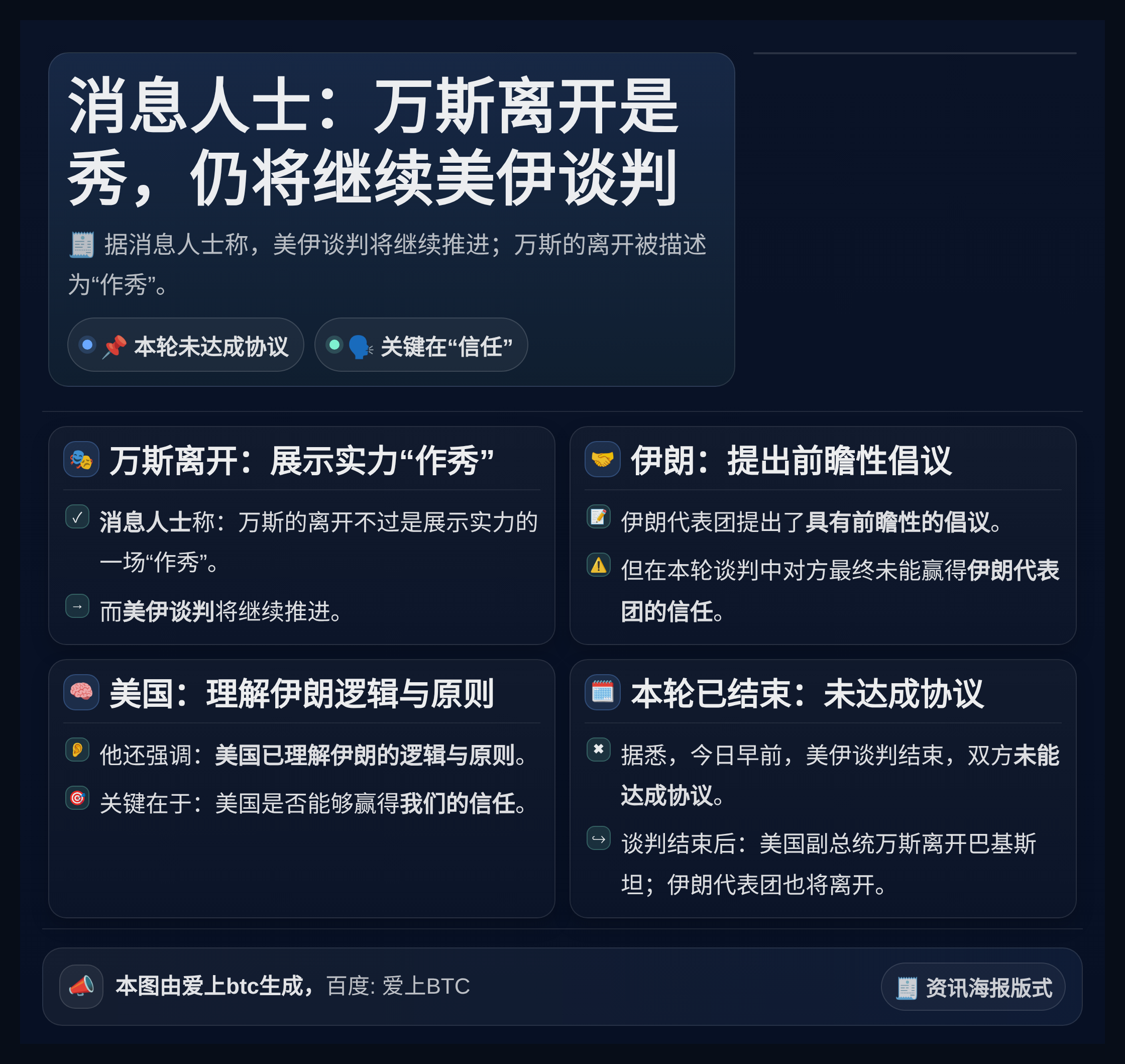 消息人士：万斯离开是秀，仍将继续美伊谈判