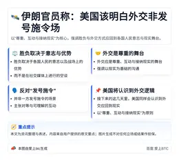 伊朗官员称：美国该明白外交非发号施令场