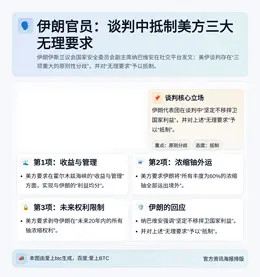 伊朗官员：谈判中抵制美方三大无理要求