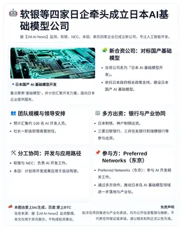 软银等四家日企牵头成立日本AI基础模型公司