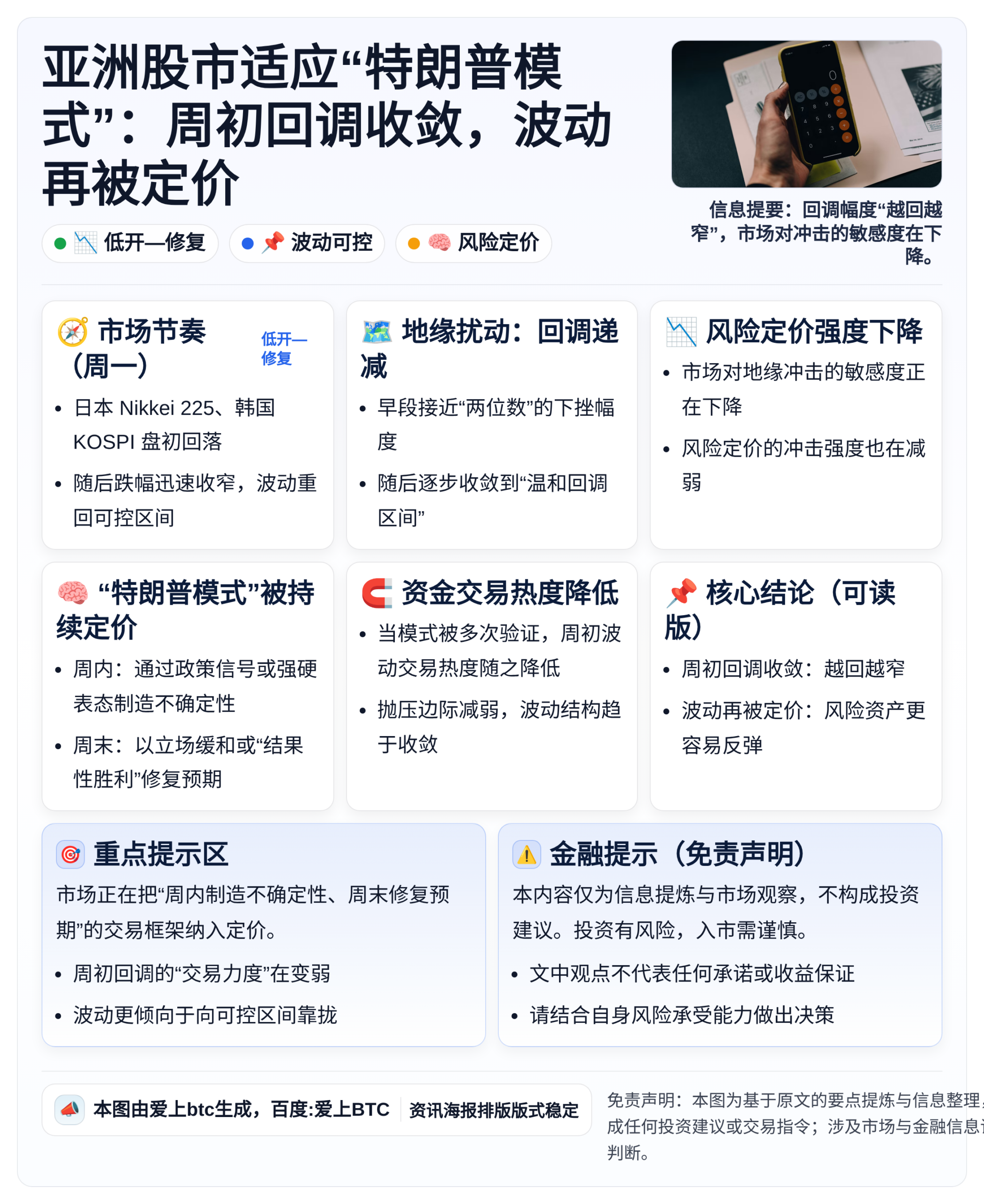亚洲股市适应“特朗普模式”：周初回调收敛，波动再被定价